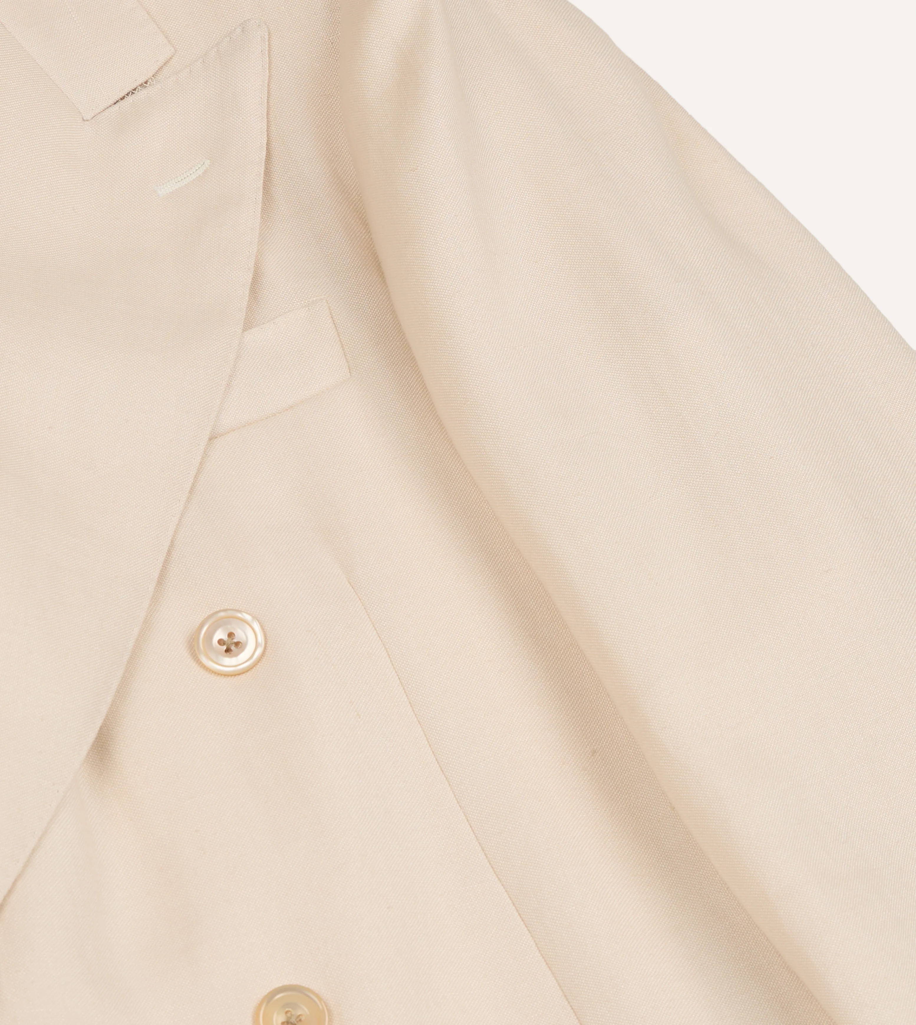 Ecru Ramie-Canapa Double-Breasted Tailored Jacket - Image 6