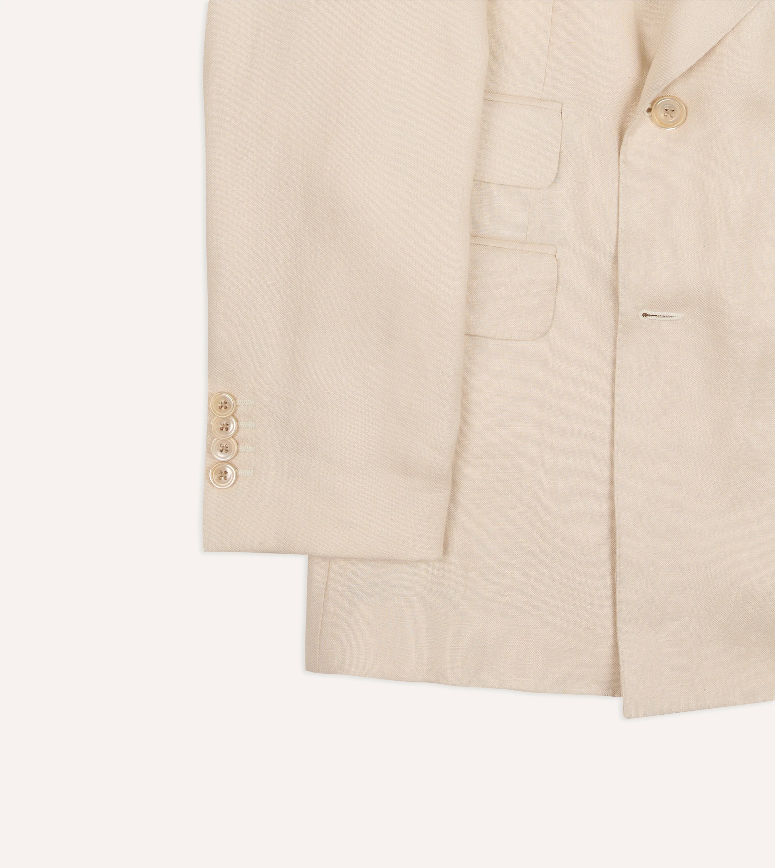 Ecru Ramie-Canapa Double-Breasted Tailored Jacket - Image 8