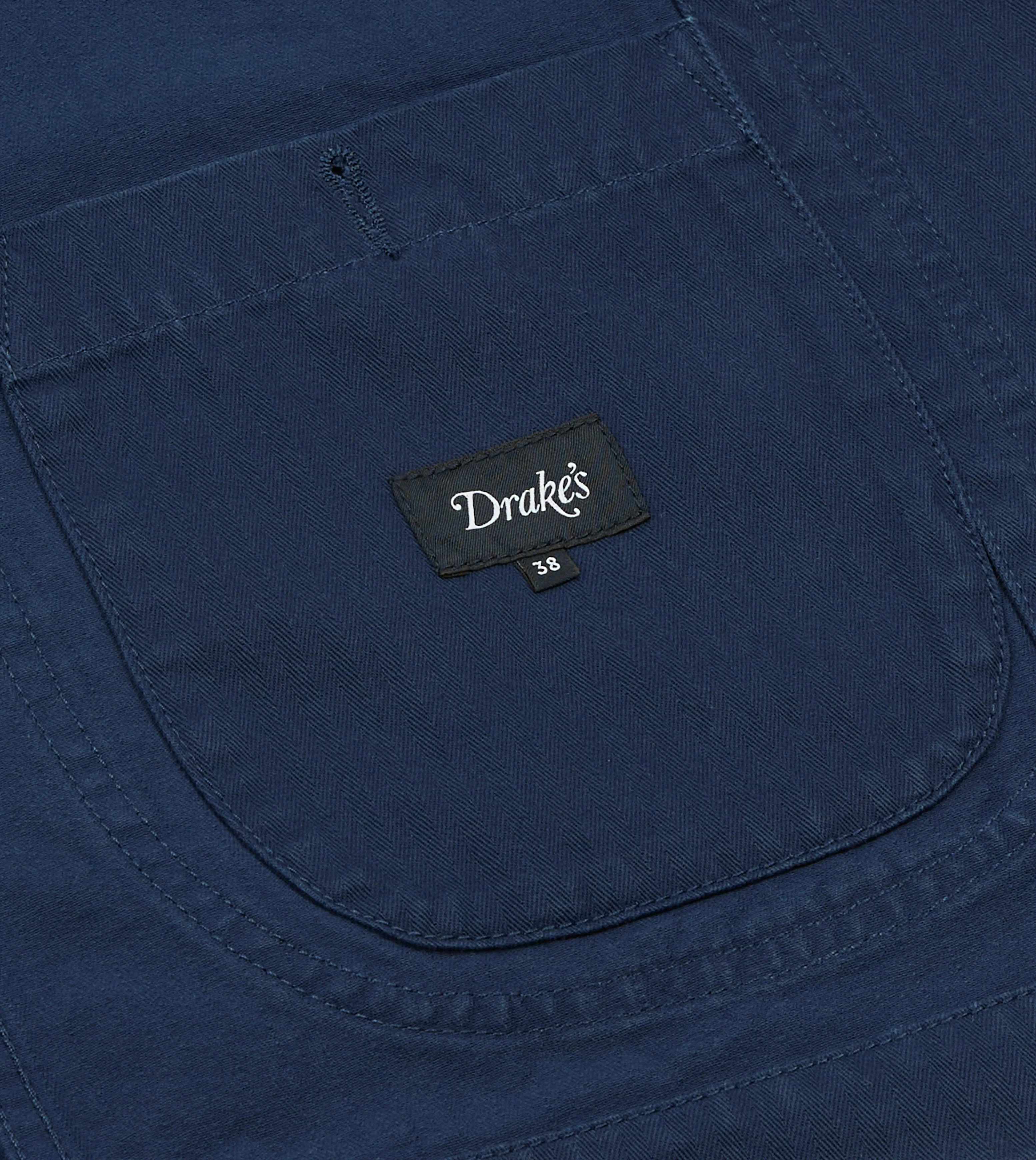 French Blue Herringbone Cotton Artist Chore Jacket - Image 11