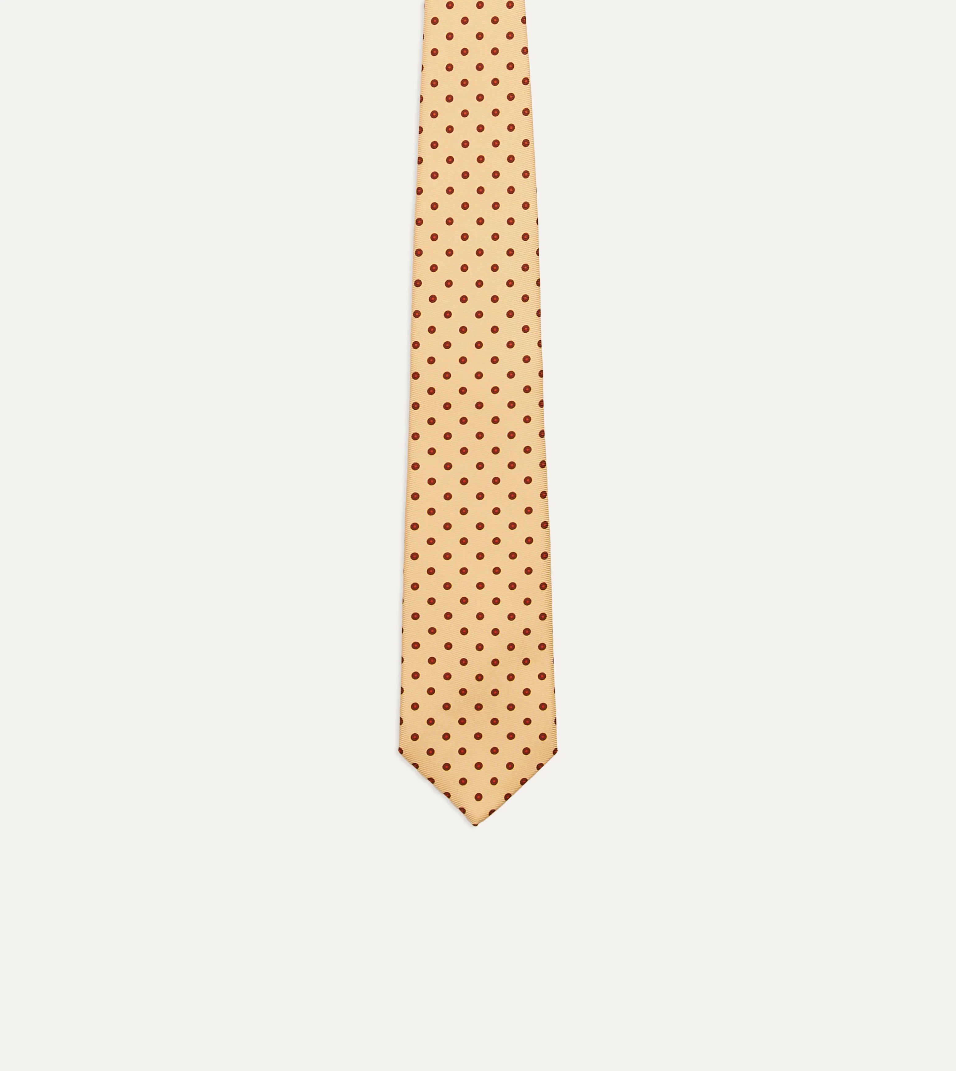 Gold Circular Dot Silk Self Tipped Tie - Image 4