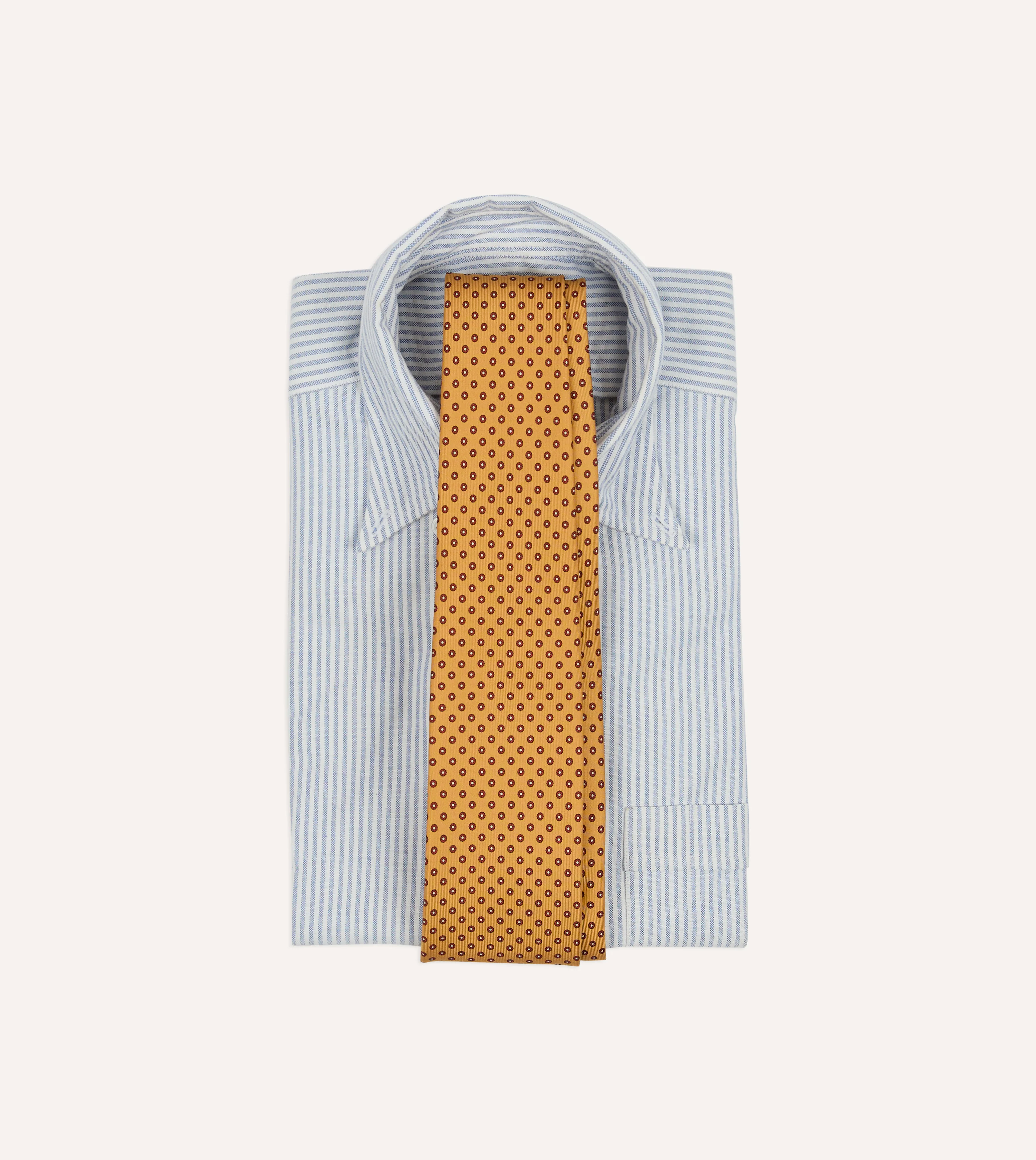 Gold Flowers Print Silk Self Tipped Tie - Image 2