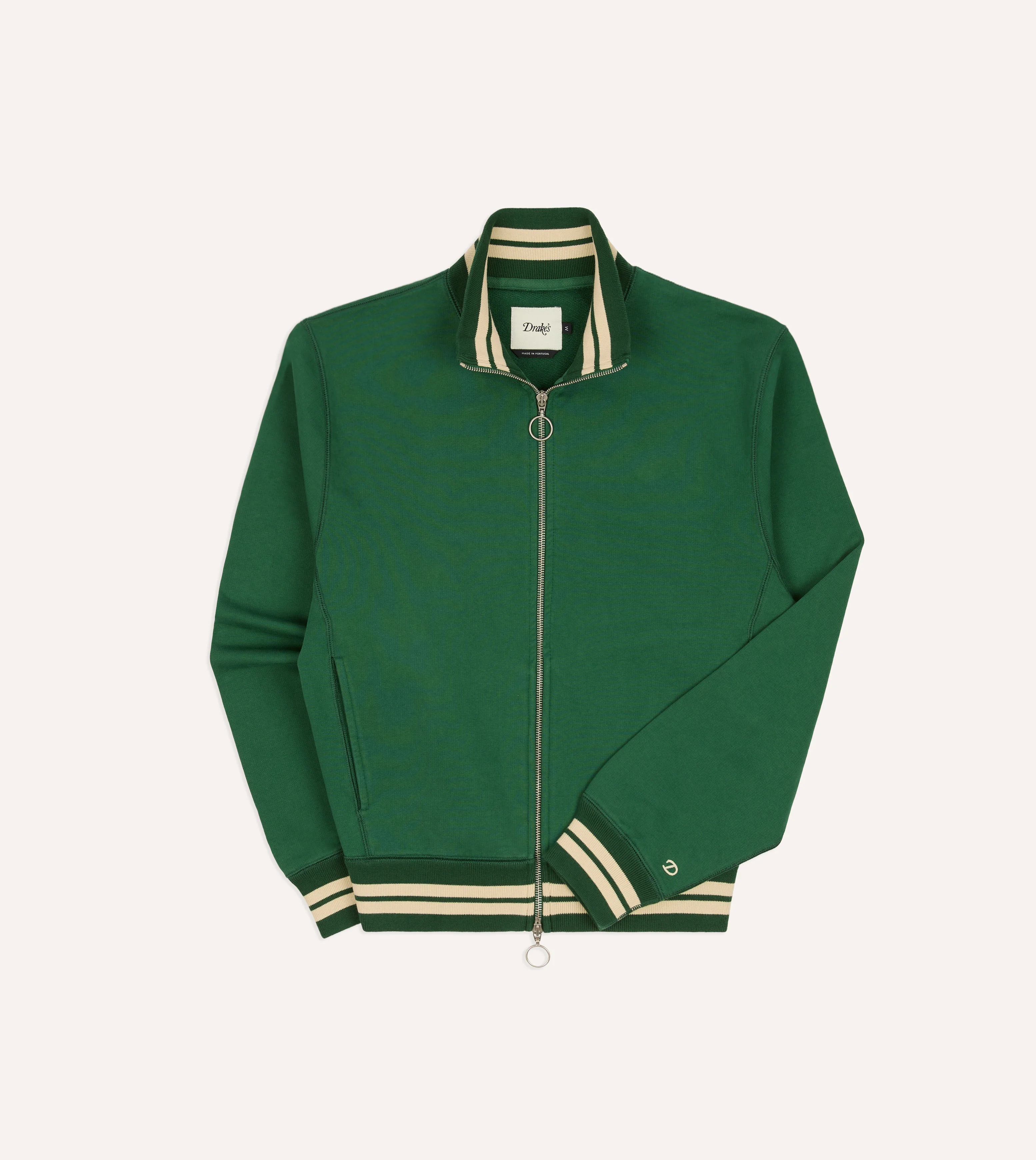 Green and Ecru Cotton Zip-Through Sweatshirt - Image 2