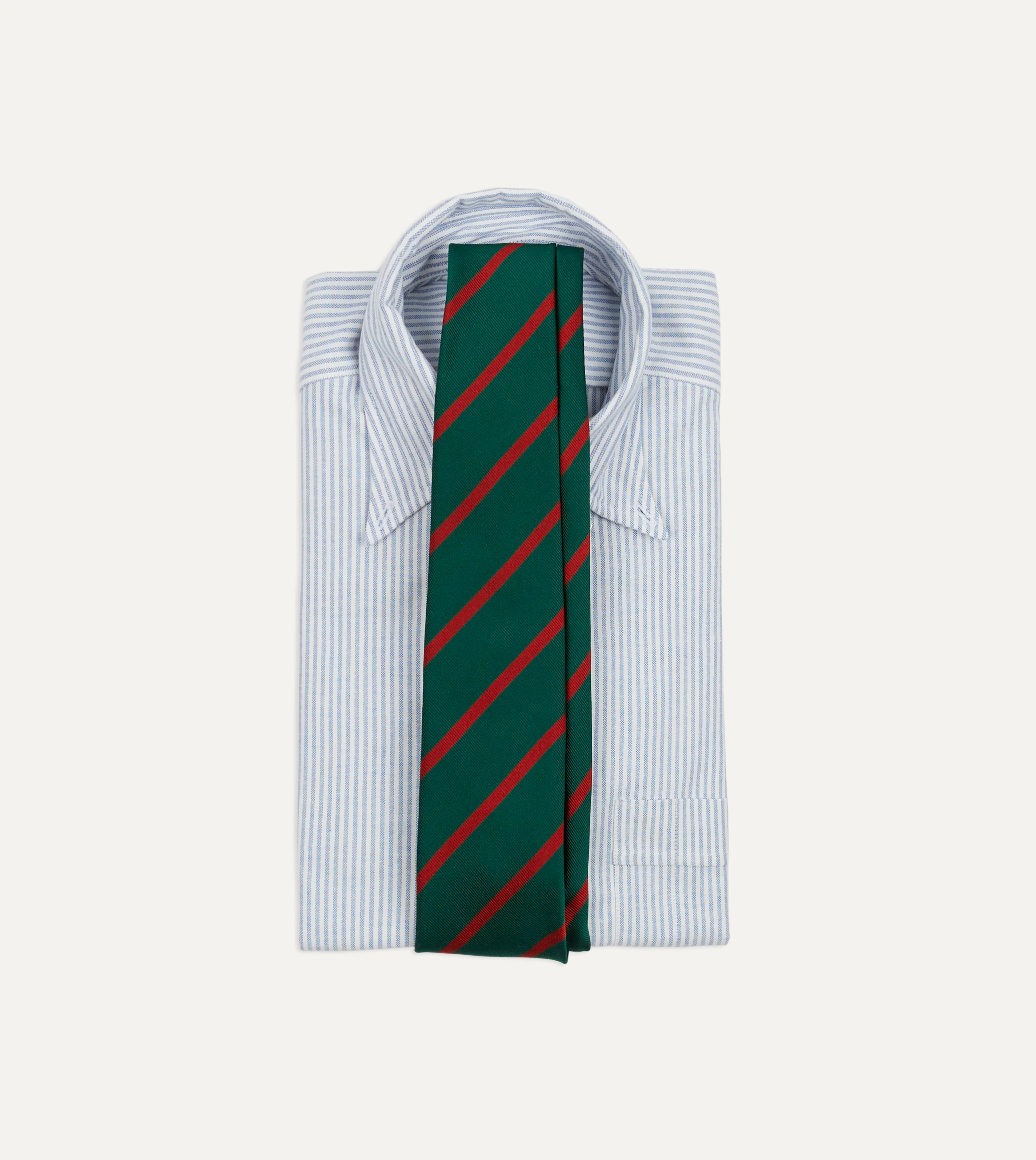 Green and Red Stripe Repp Silk Tie - Image 2
