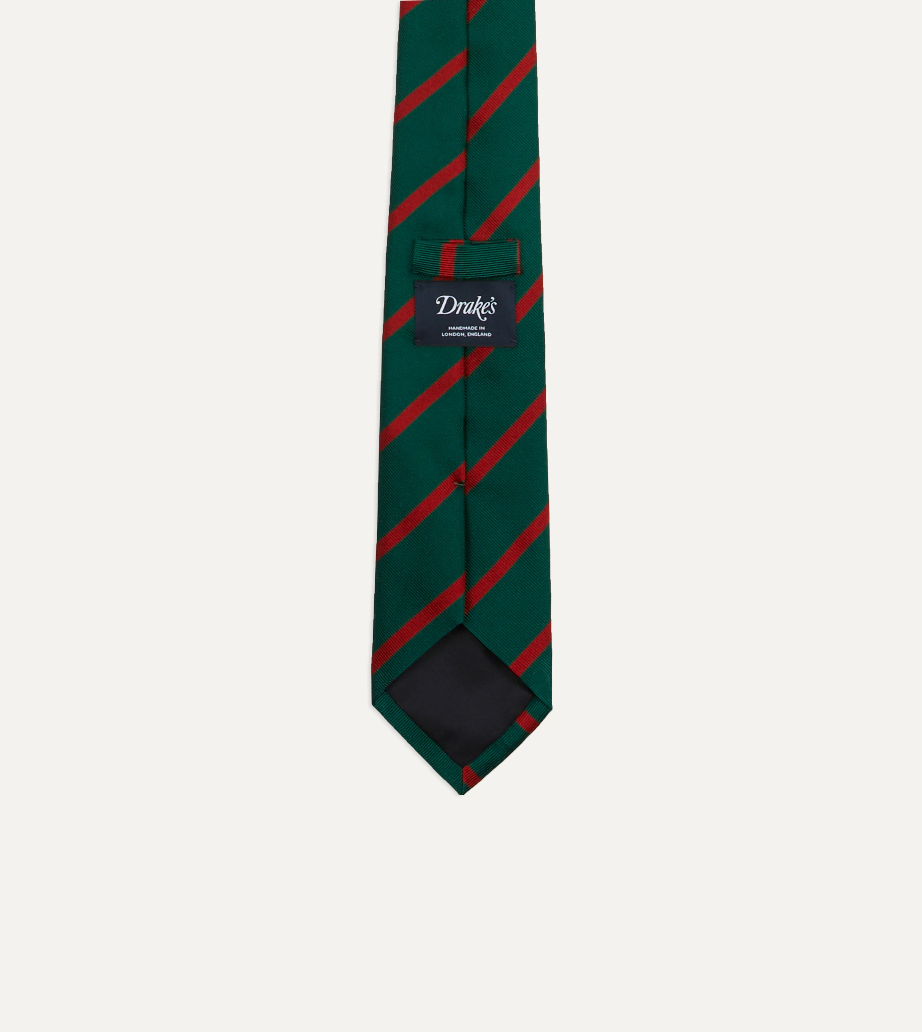 Green and Red Stripe Repp Silk Tie - Image 3