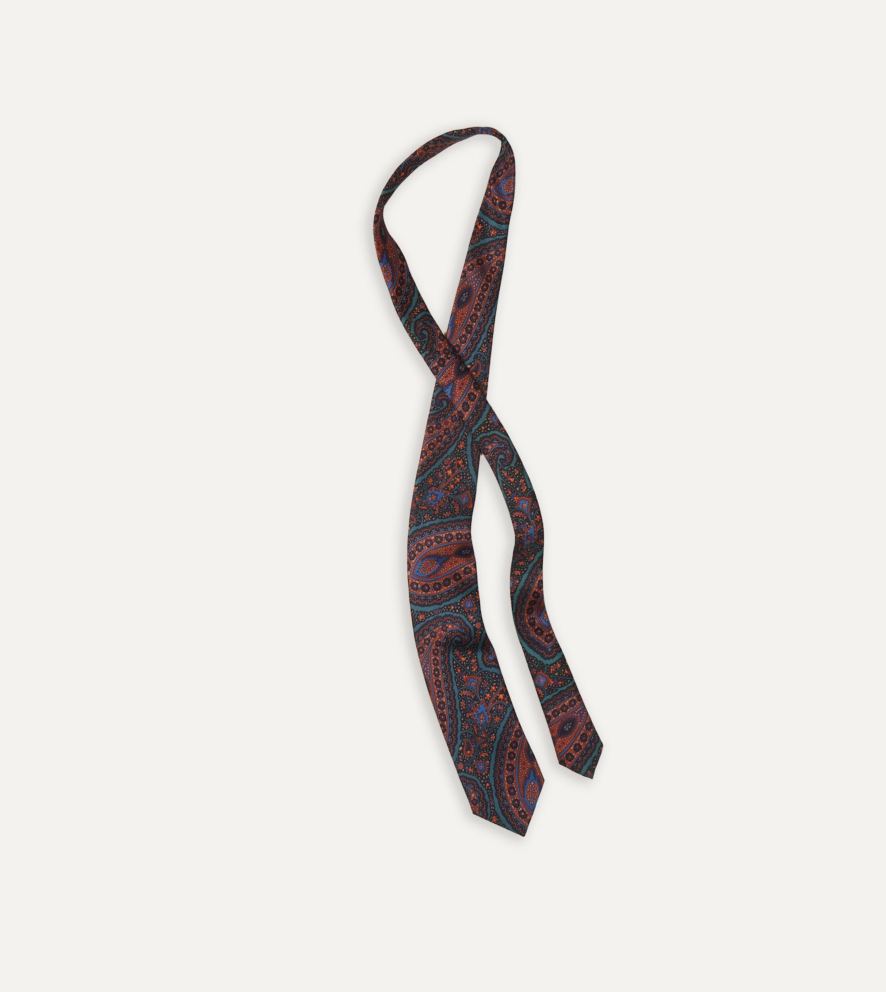 Green Big Paisley Print 40oz Madder Silk Tie - Image 4