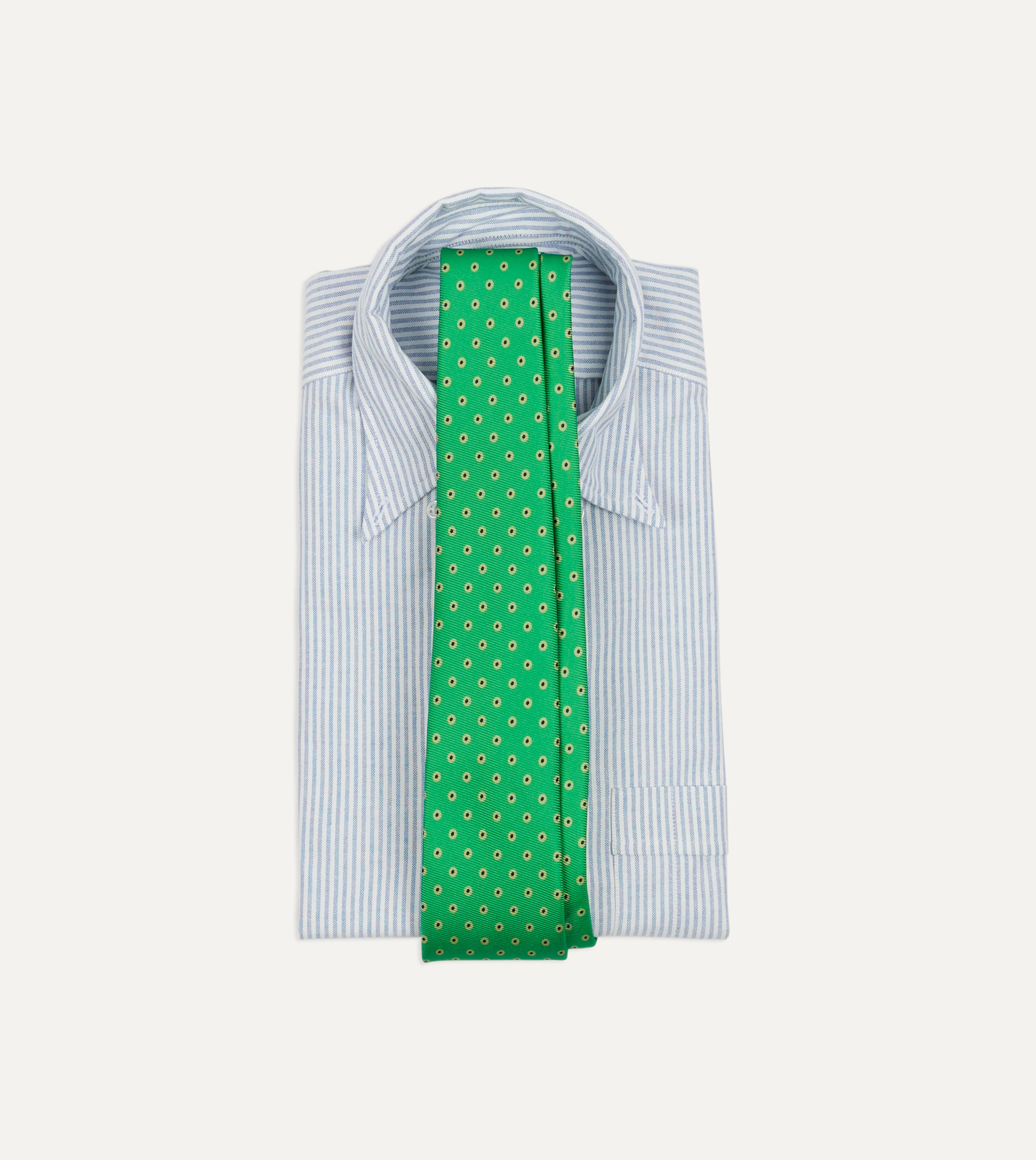 Green Circular Dot Silk Self Tipped Tie - Image 2