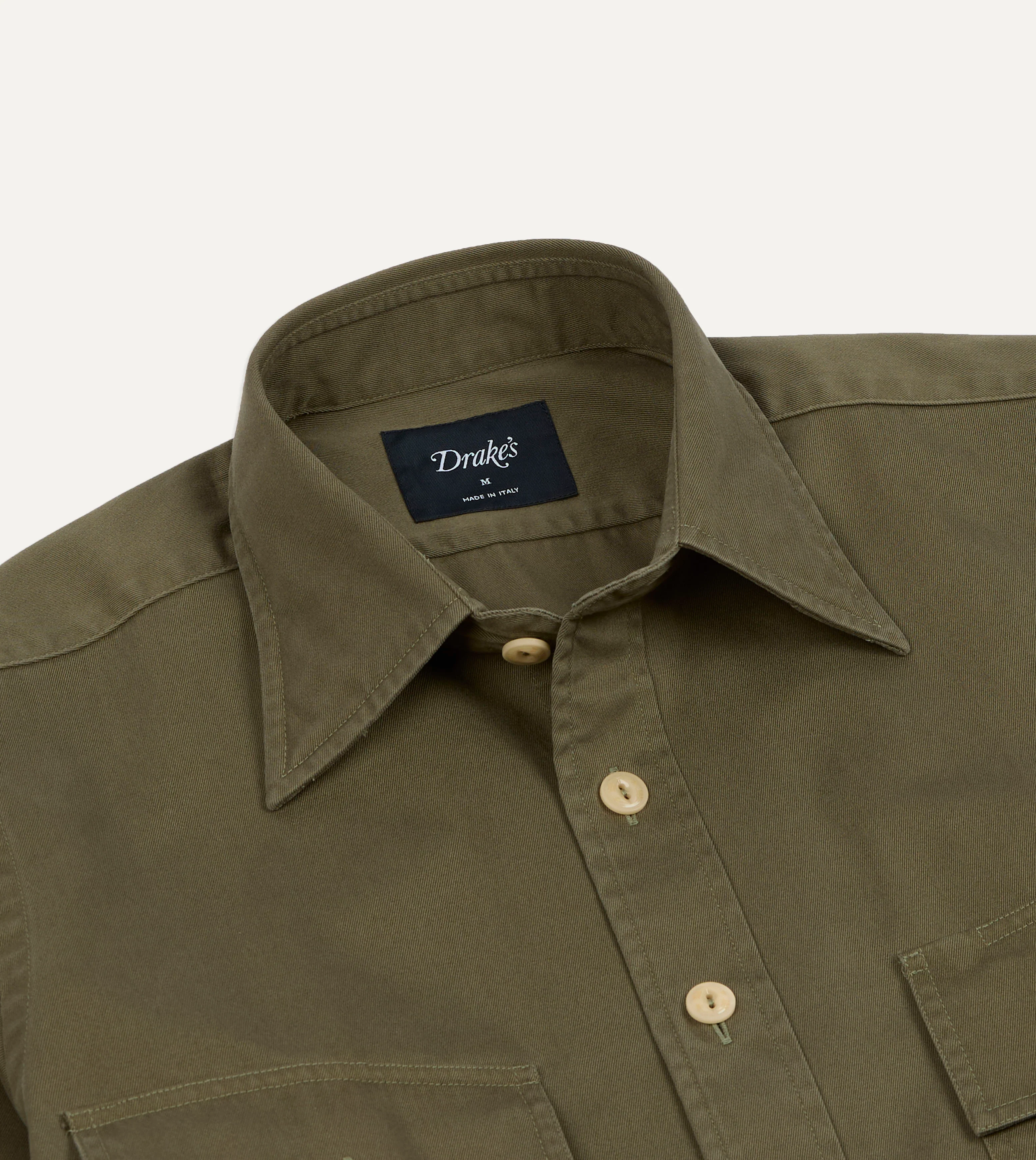 Green Cotton Long Point Collar Work Shirt - Image 3