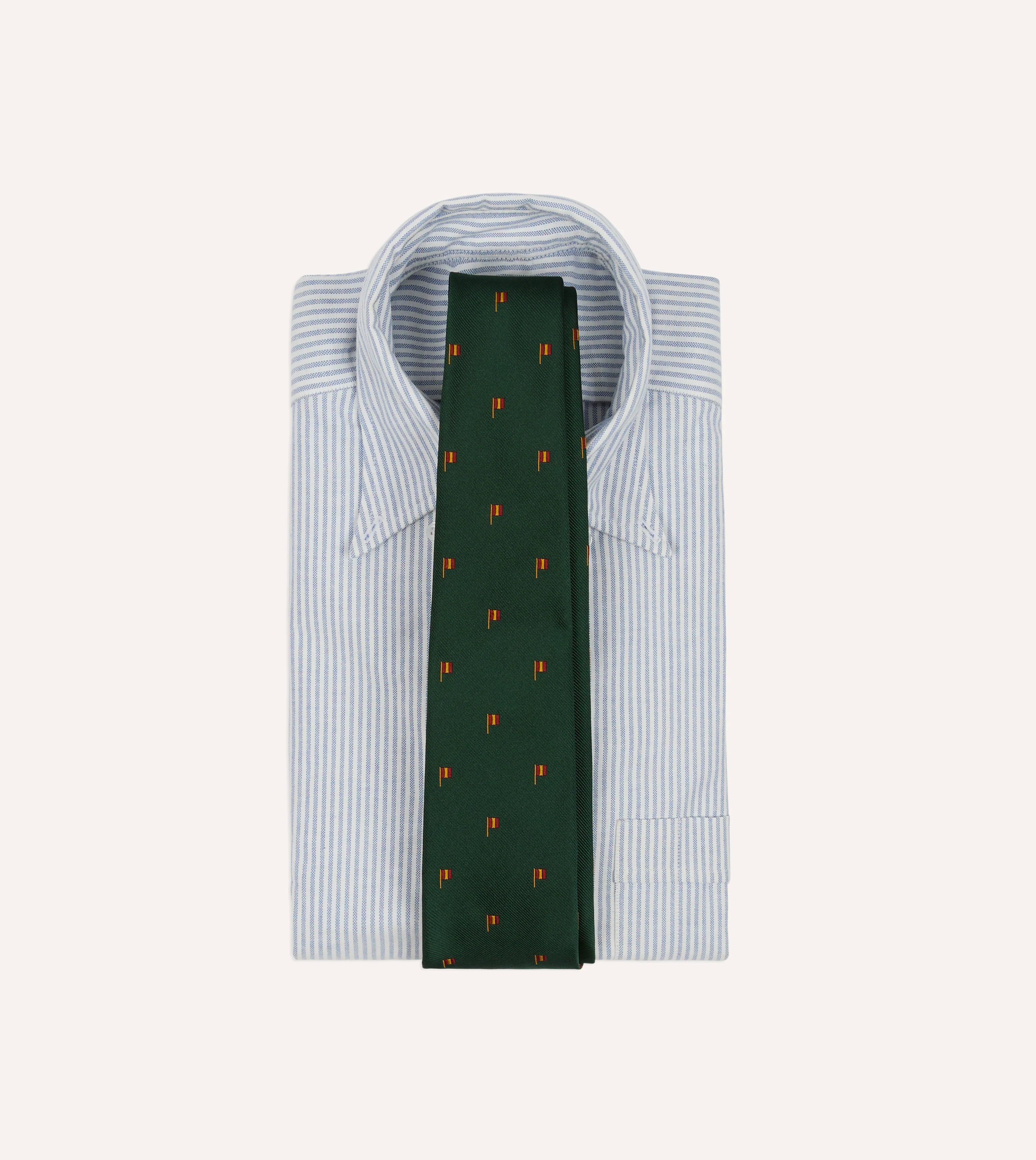 Green Flag Motif Repp Silk Tipped Tie - Image 2