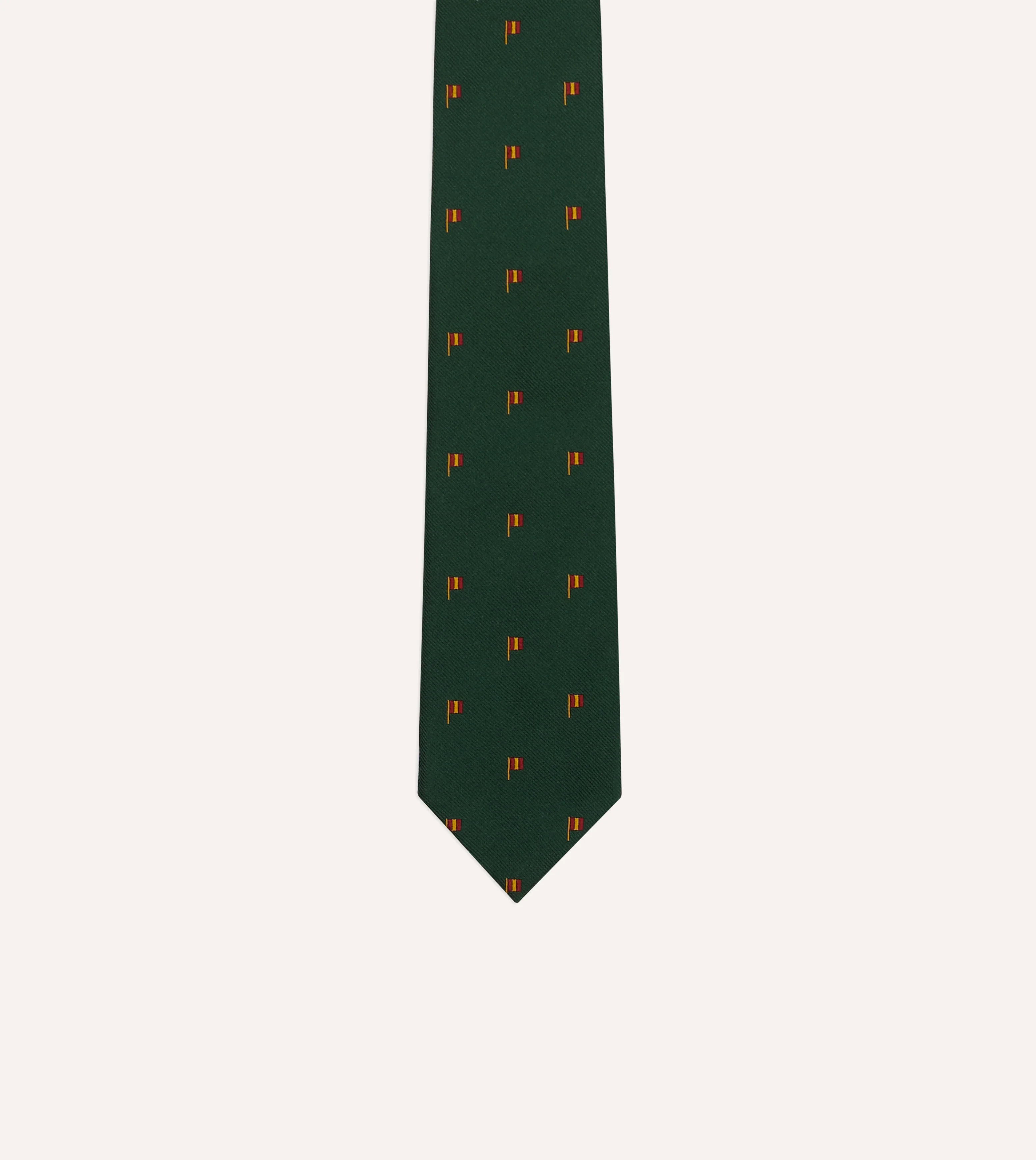 Green Flag Motif Repp Silk Tipped Tie - Image 3