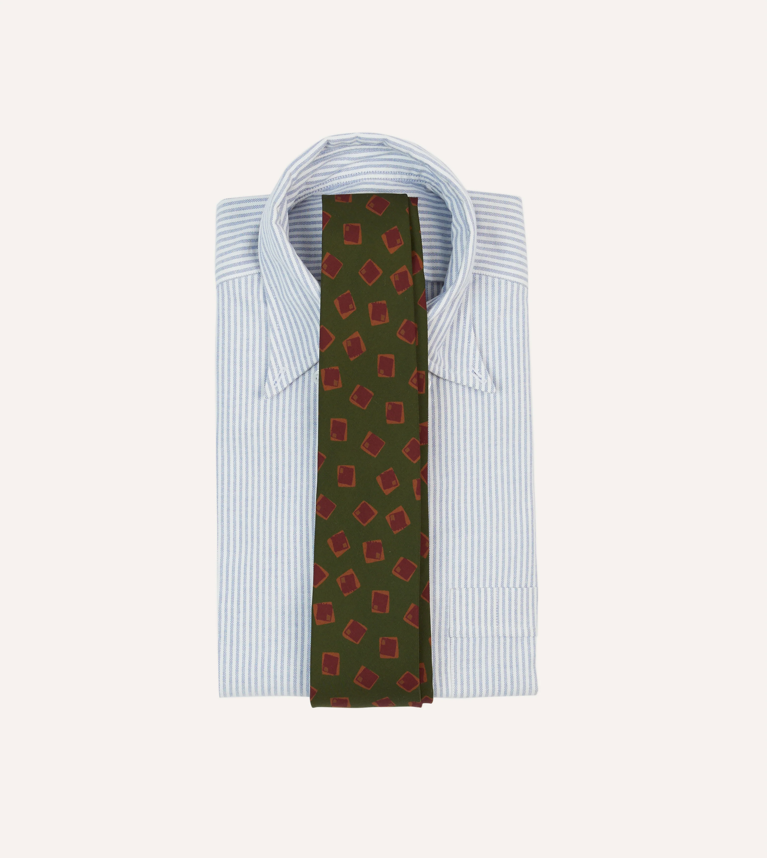 Green Jumbled Tile Print Silk Self Tipped Tie - Image 2