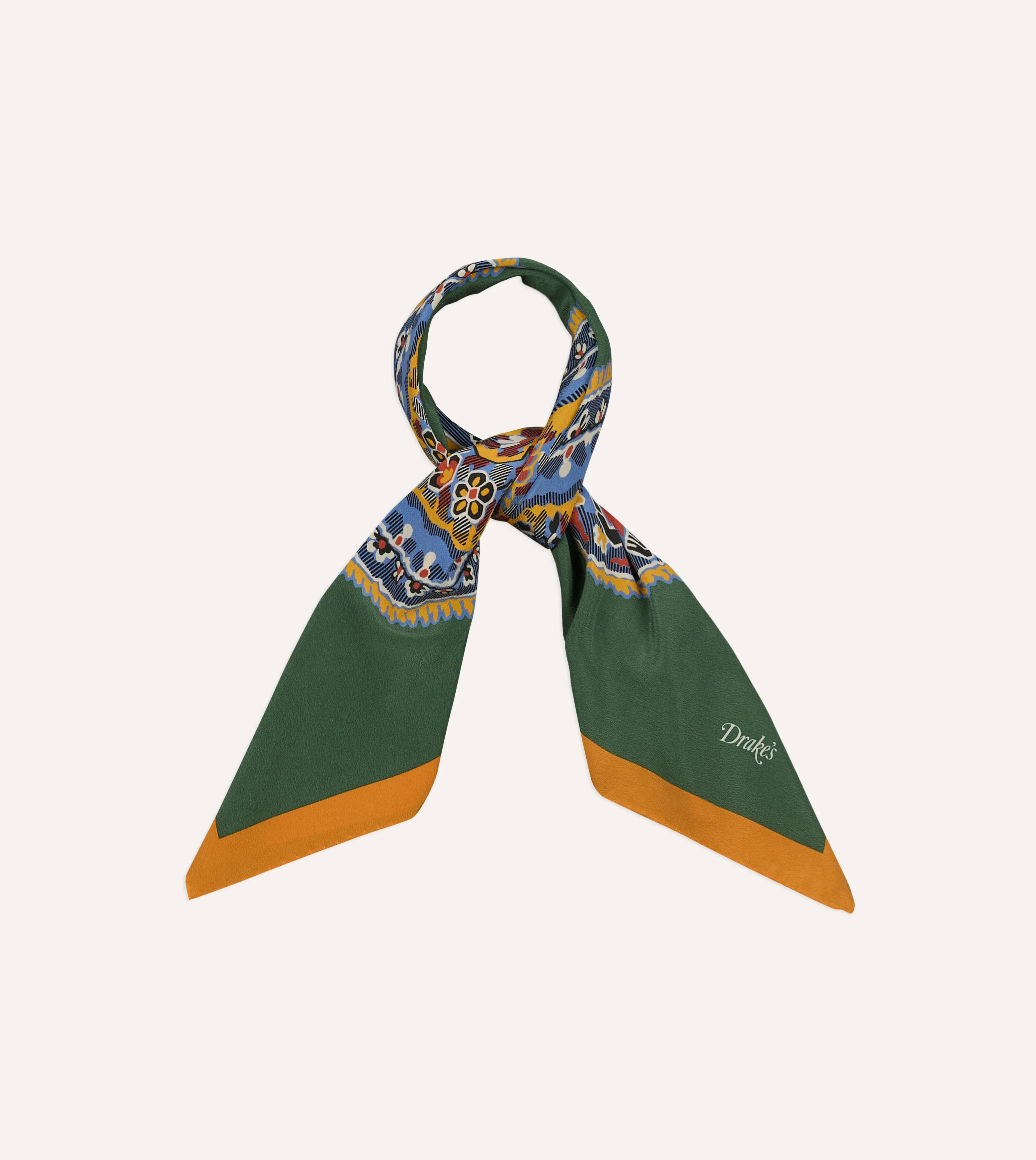 Green Jumbo Paisley Print Silk Bandana - Image 3