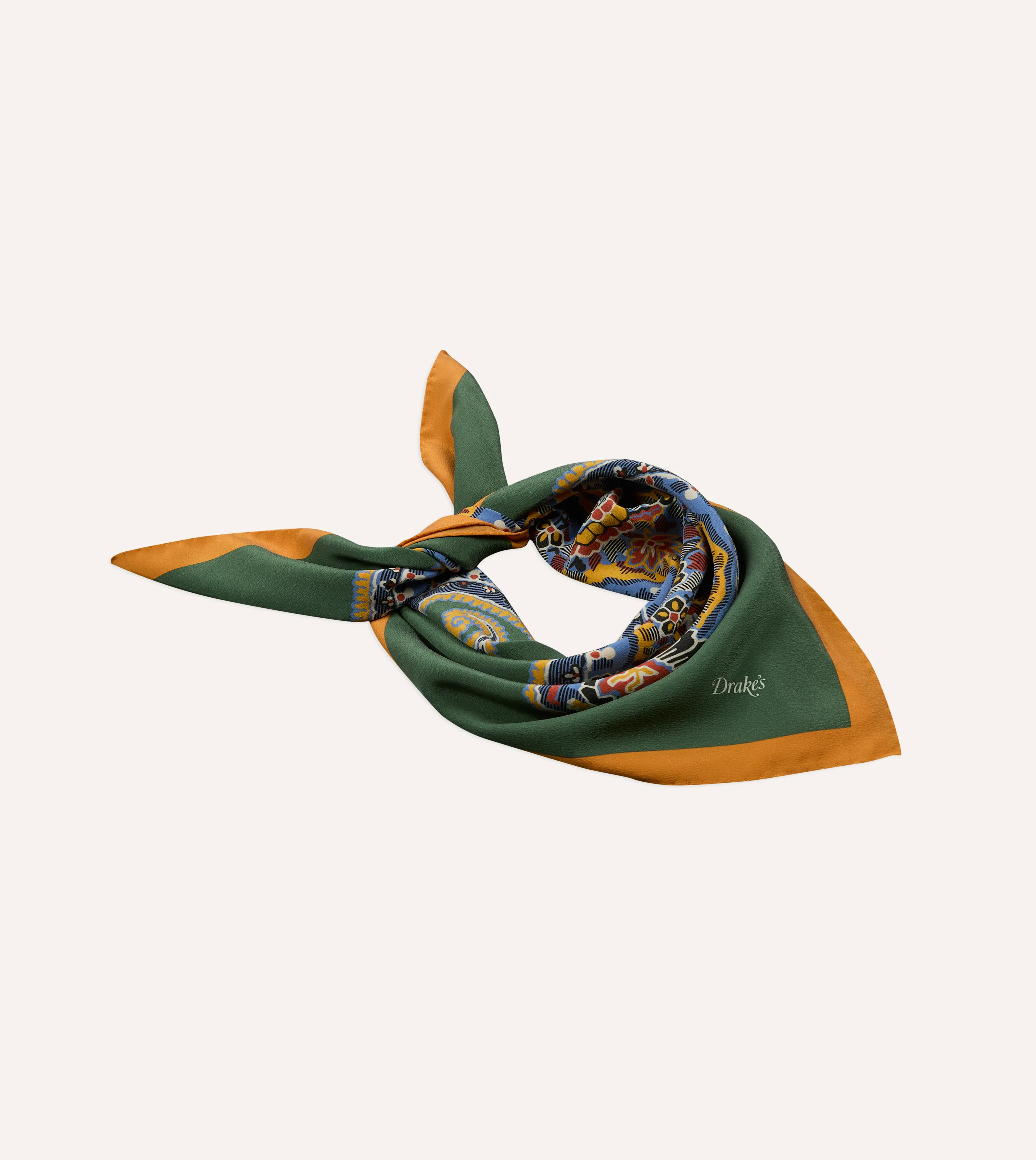 Green Jumbo Paisley Print Silk Bandana - Image 4