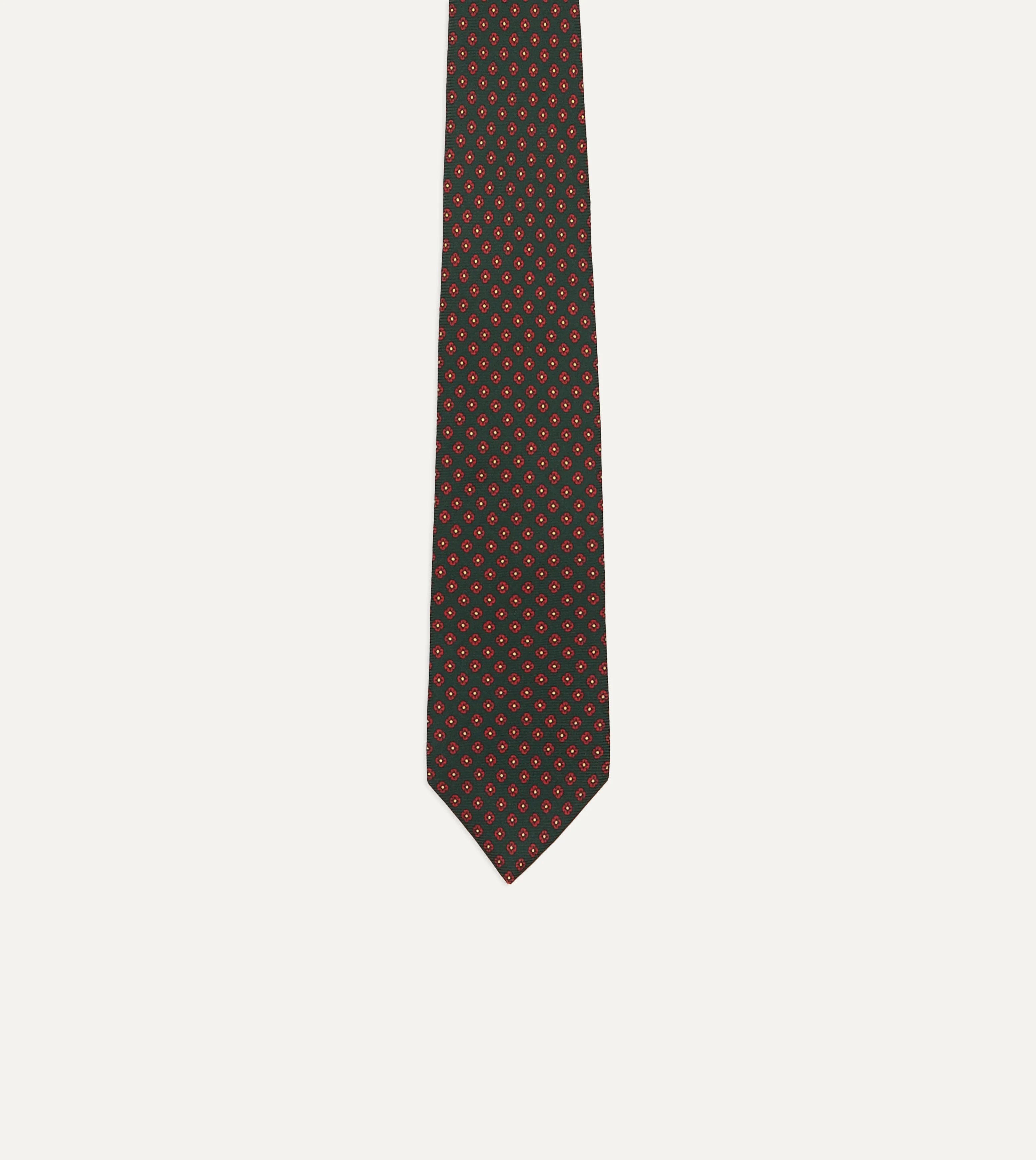 Green Micro Geometric Print Silk Twill Self Tipped Tie - Image 4
