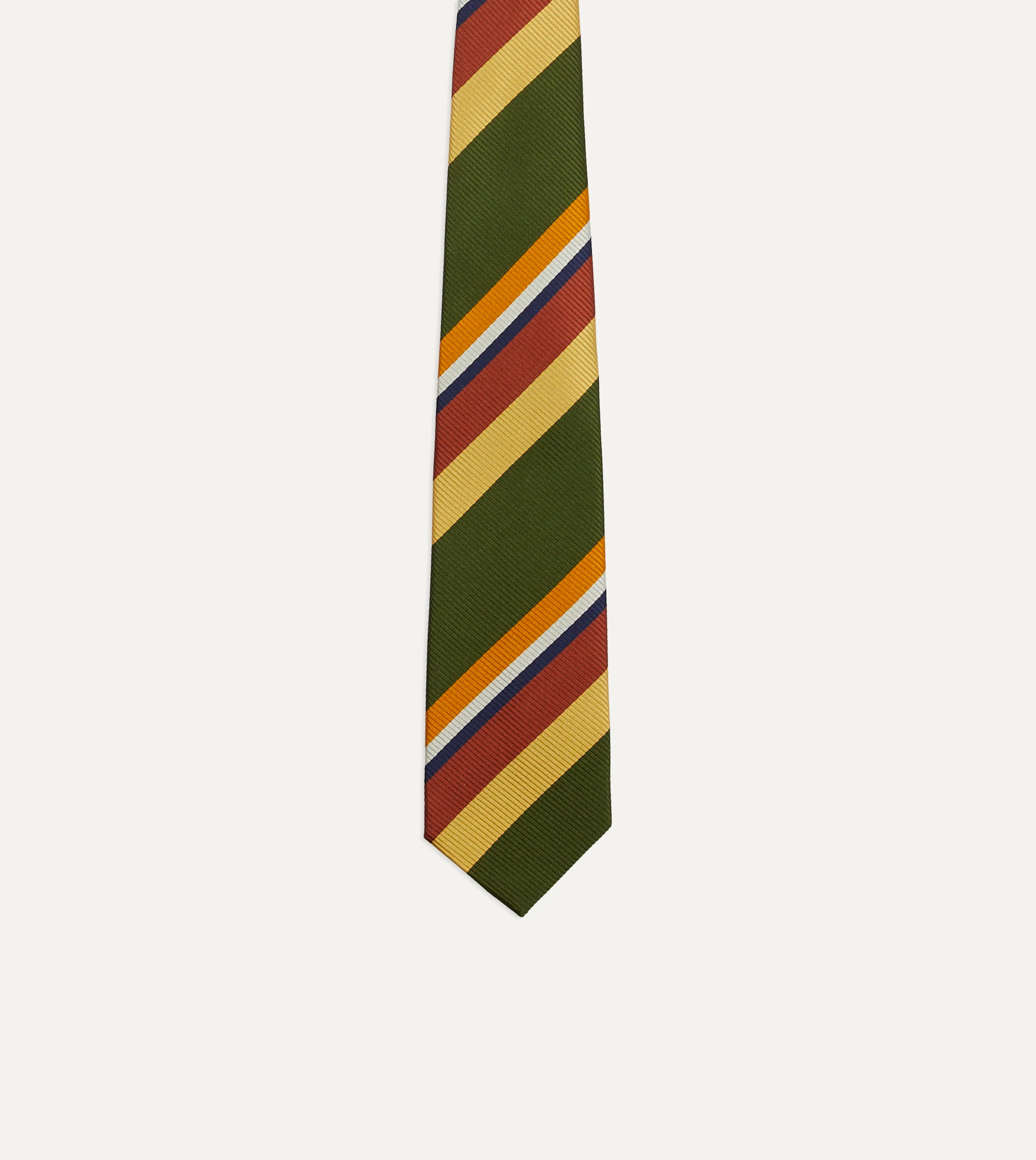 Green Multi Stripe Silk Tipped Tie - Image 4