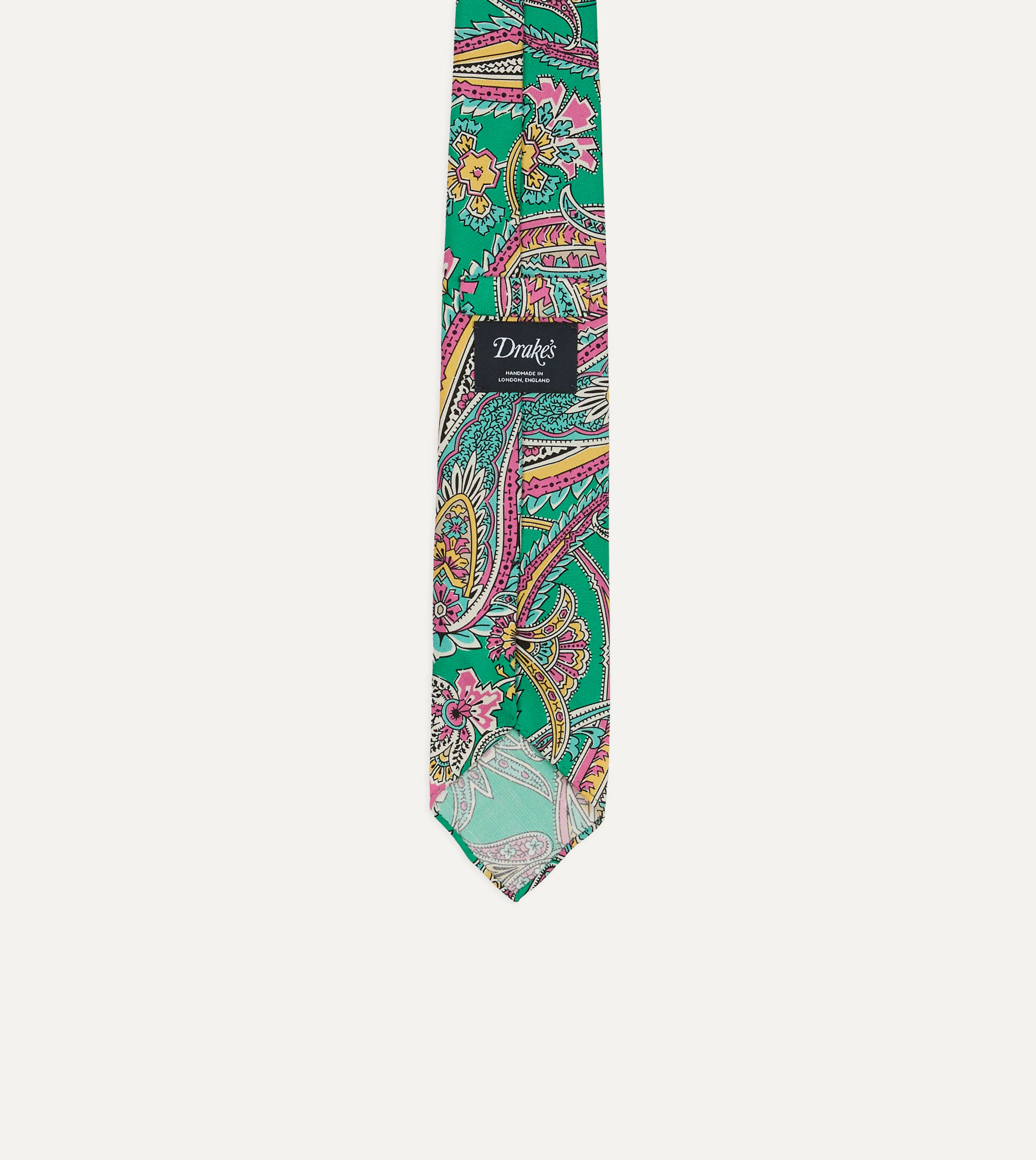 Green Nouveau Leaves Shantung Silk Hand-Rolled Tie - Image 4