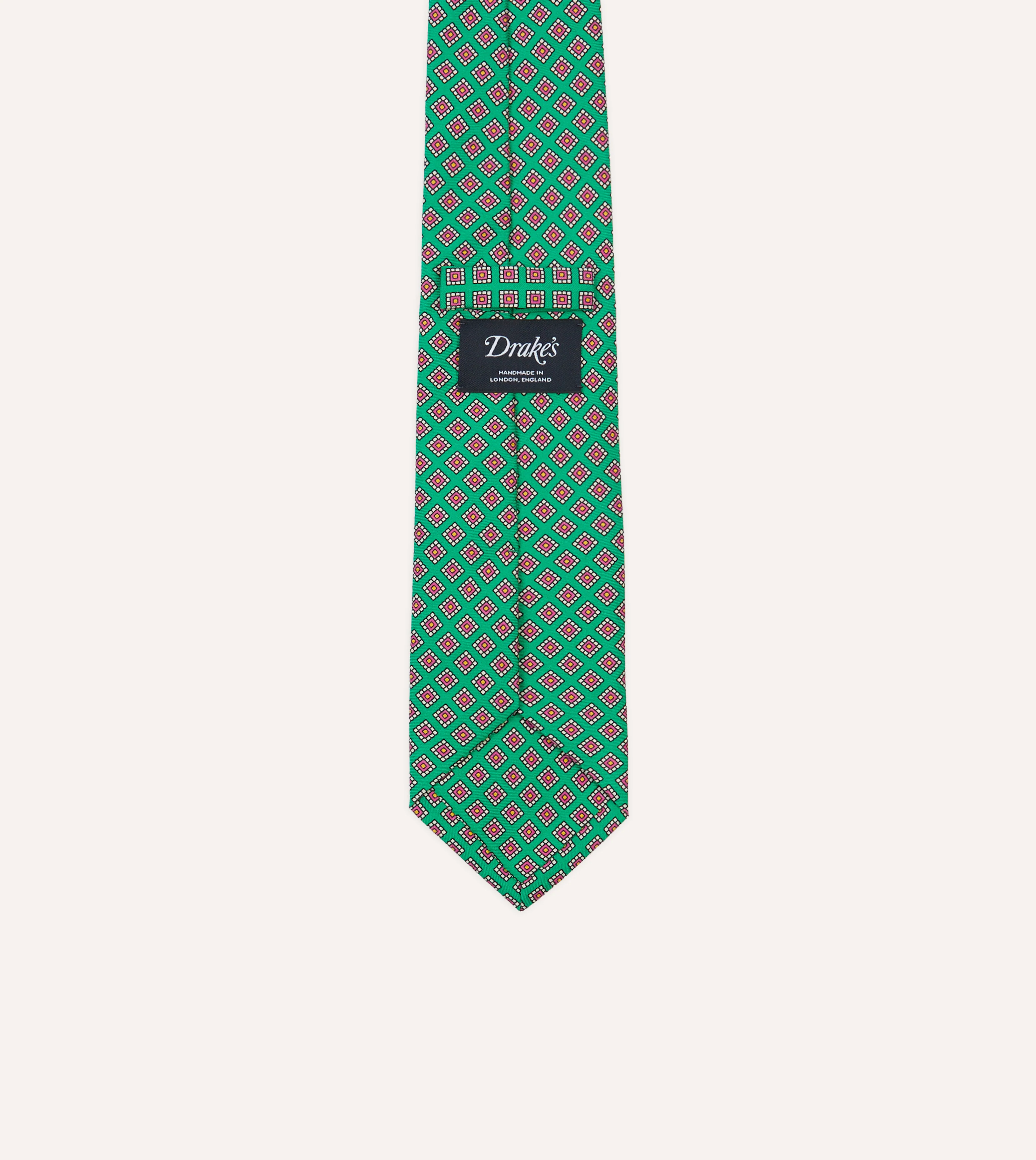 Green Square Medallion Self-Tipped Silk Tie - Image 4