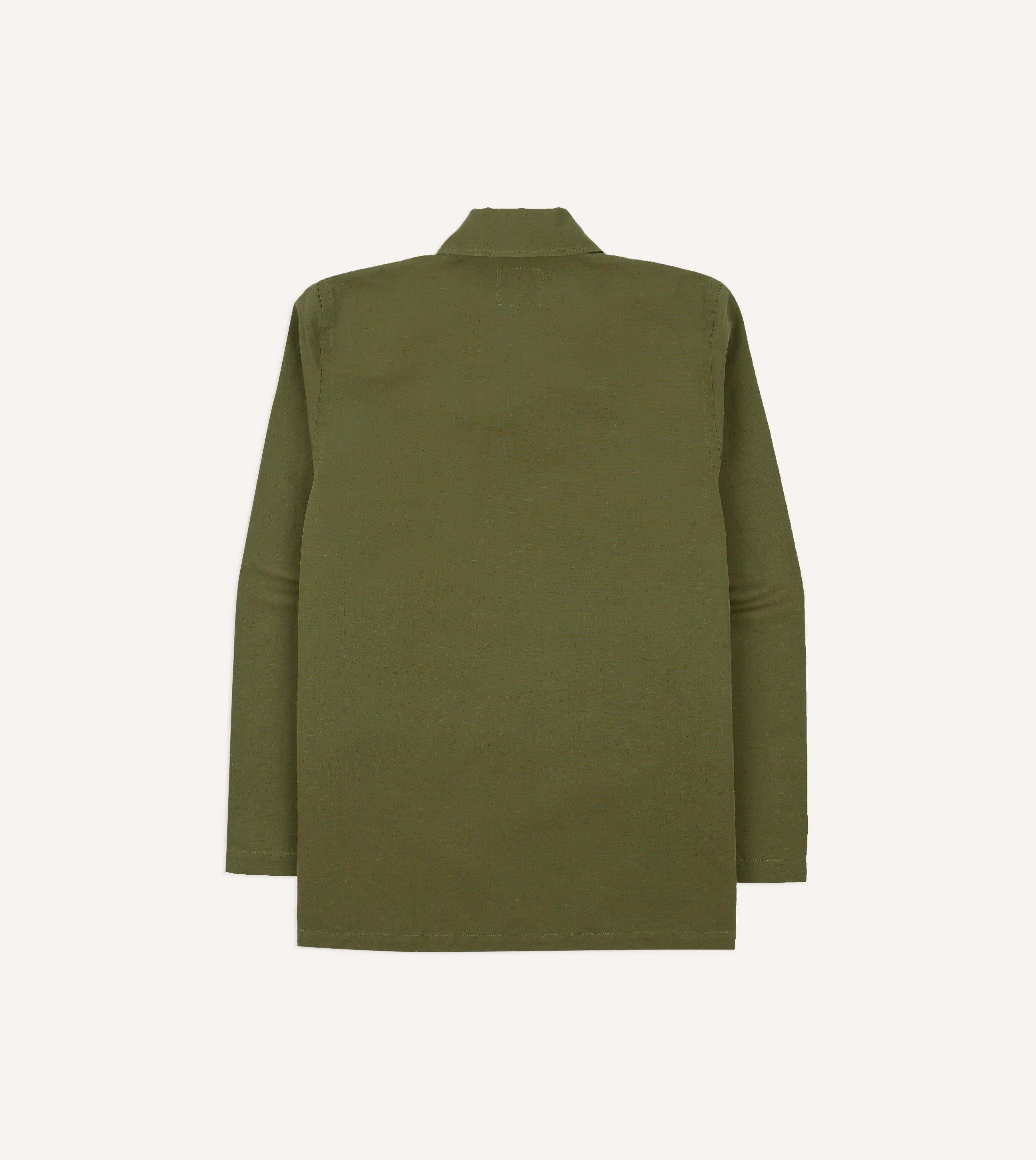 Green Vintage Cotton Spread Collar Popover Shirt - Image 6