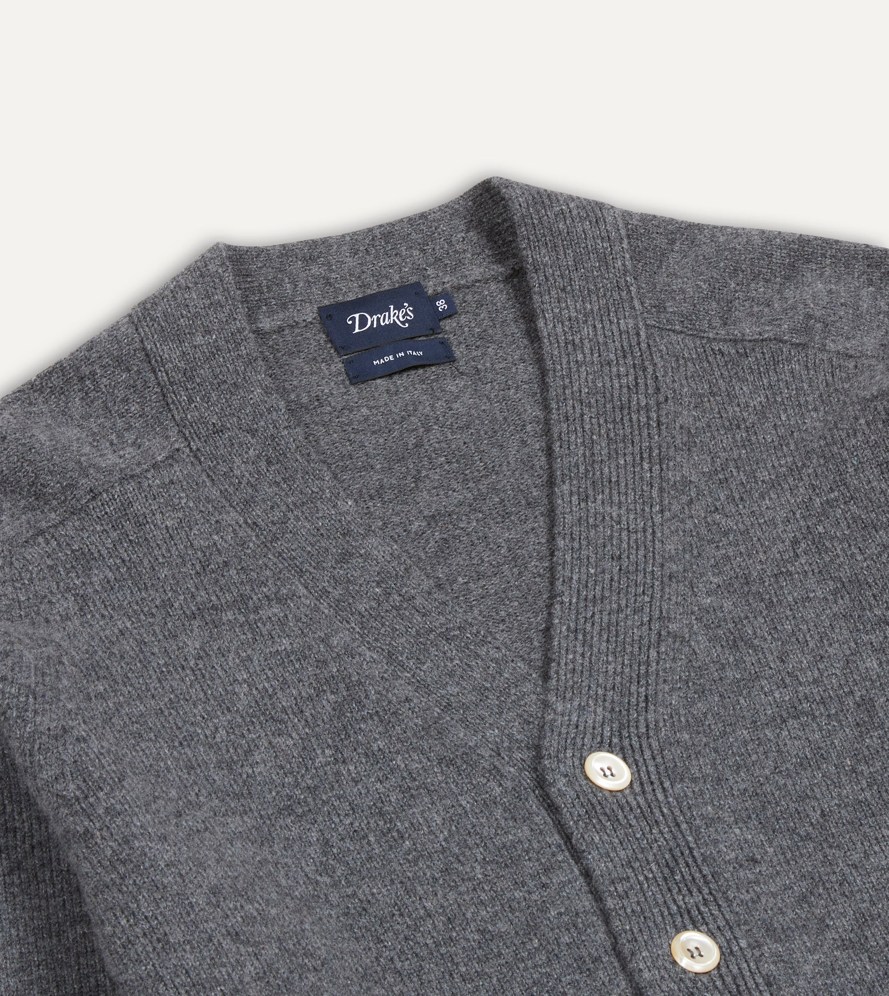 Grey Lambswool 6 Button Cardigan - Image 3