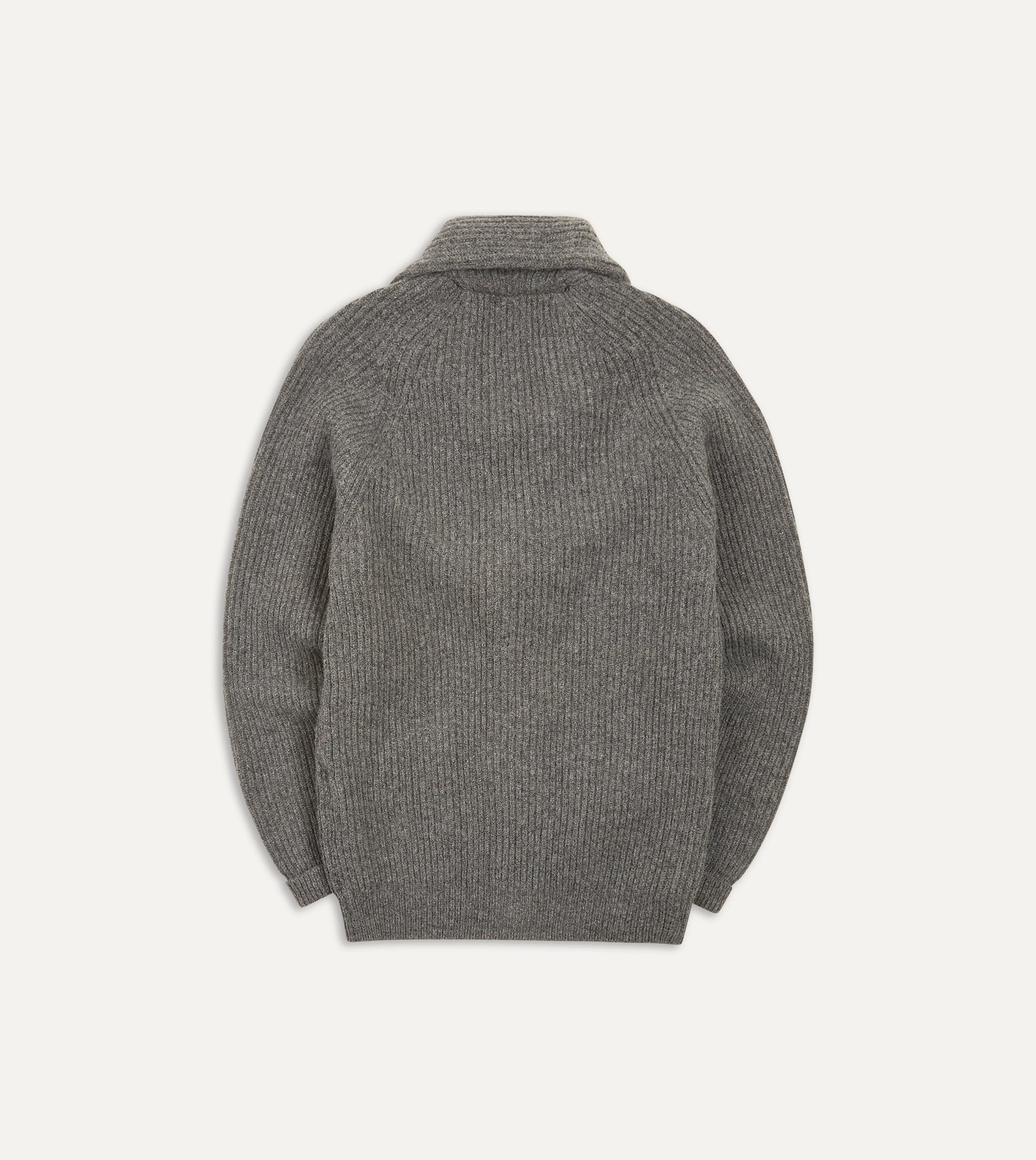 Grey Lambswool Shawl Collar Cardigan - Image 6