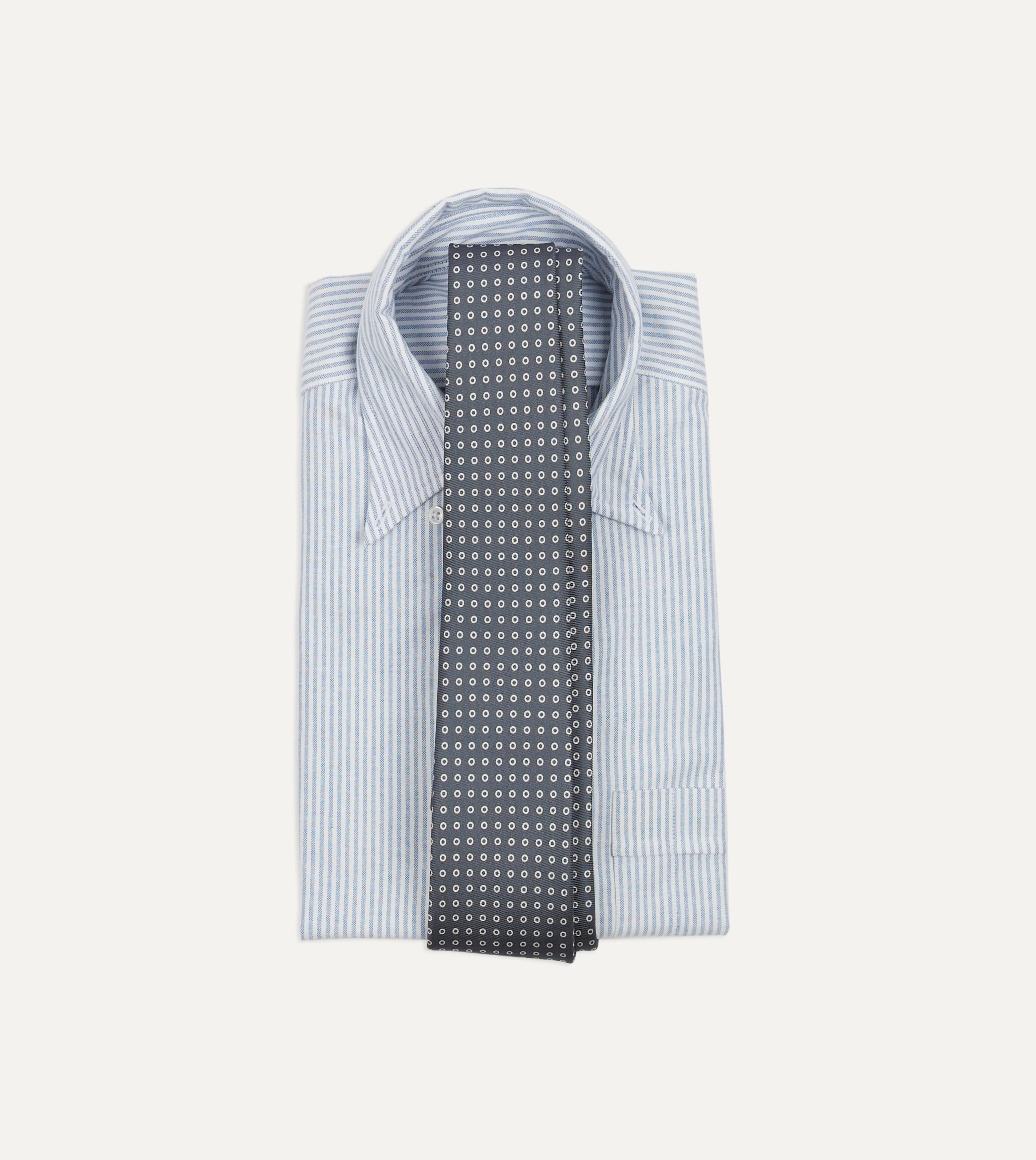 Grey Mini Circular Dot Silk Self Tipped Tie - Image 2
