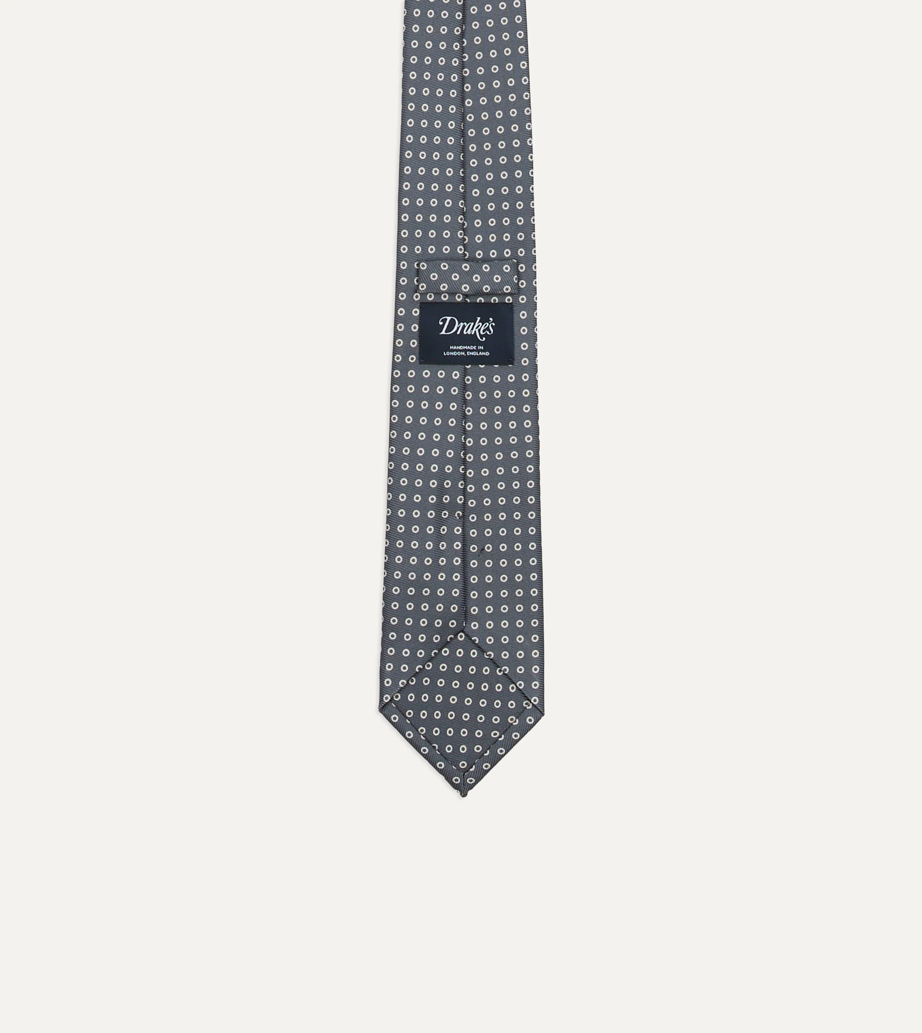 Grey Mini Circular Dot Silk Self Tipped Tie - Image 3
