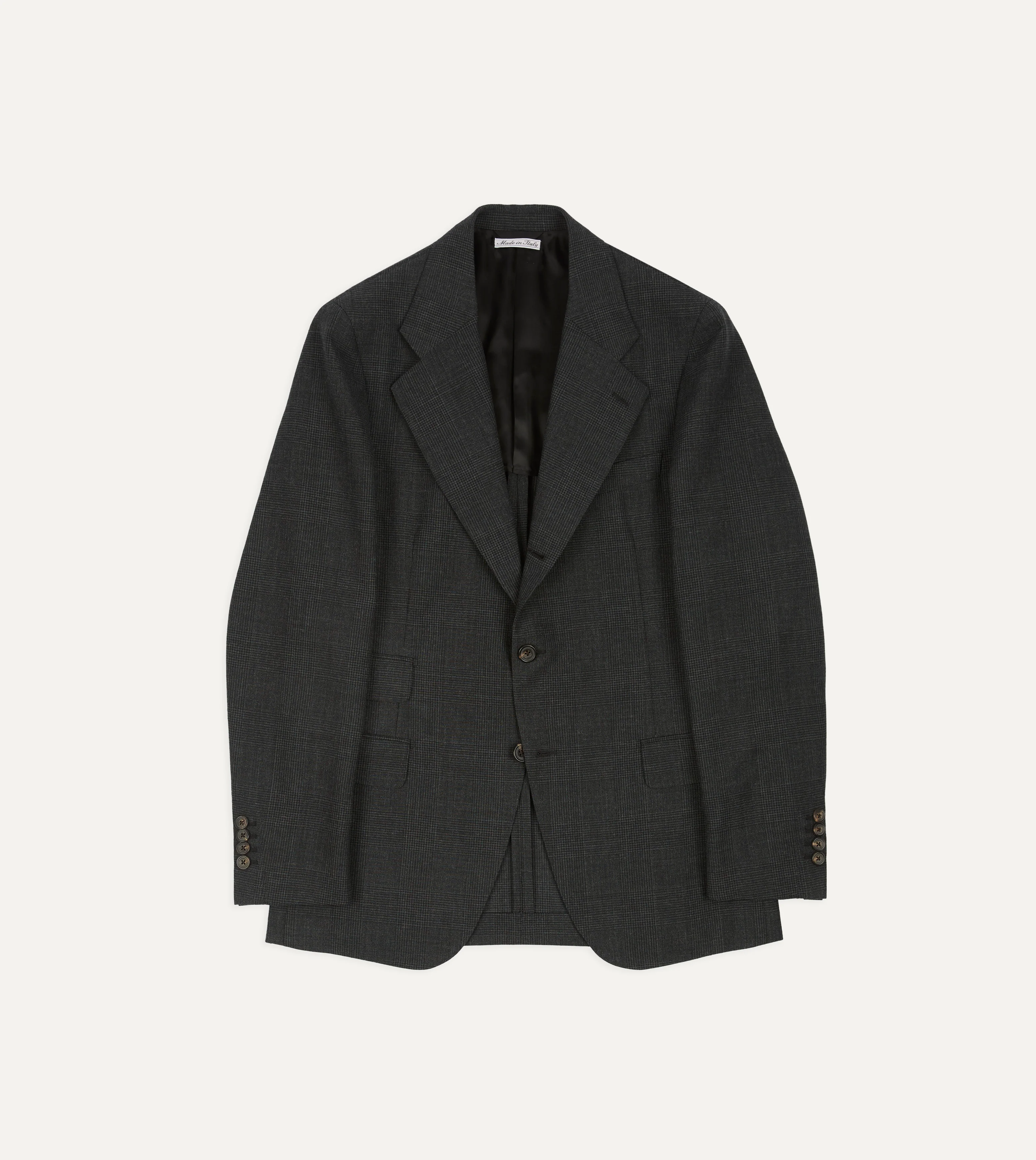Grey Prince of Wales Check Fresco® Wool Tailored Jacket