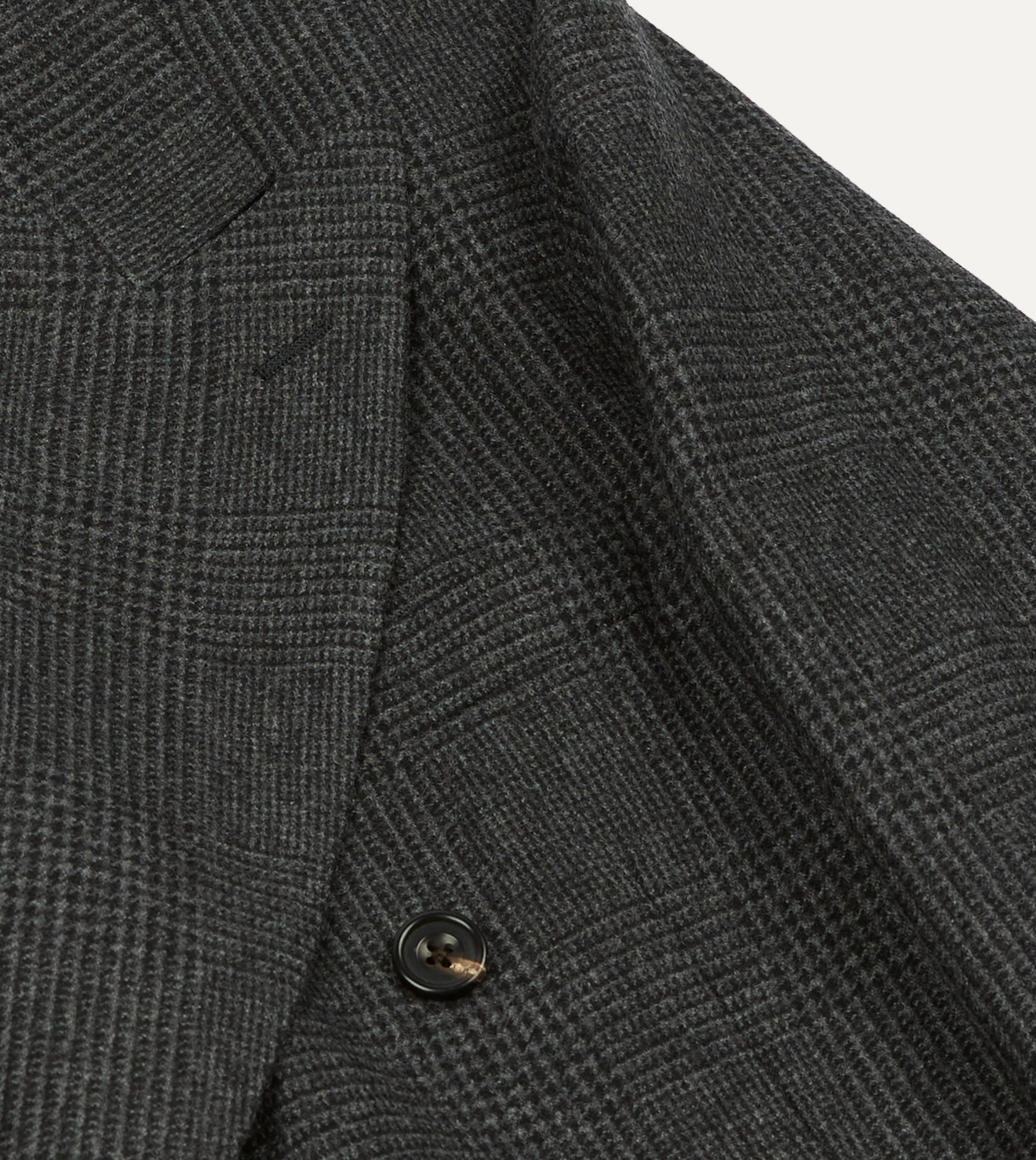 Grey Prince of Wales Check Wool Flannel Double-Breasted Tailored Jacket - Image 4