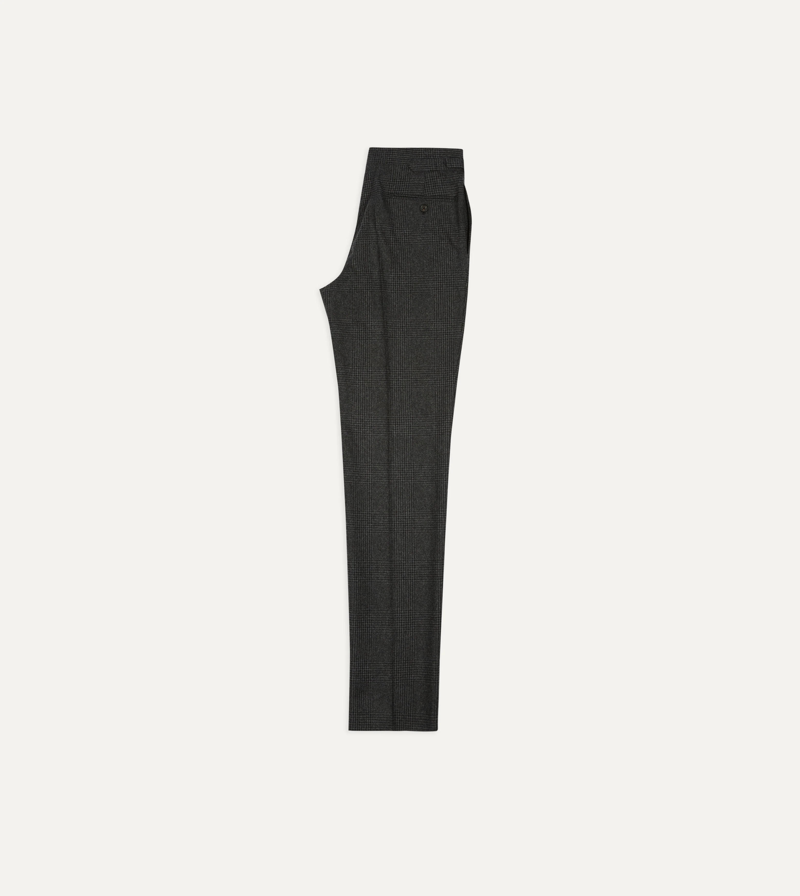 Grey Prince of Wales Check Wool Flannel Single-Pleat Trouser - Image 6