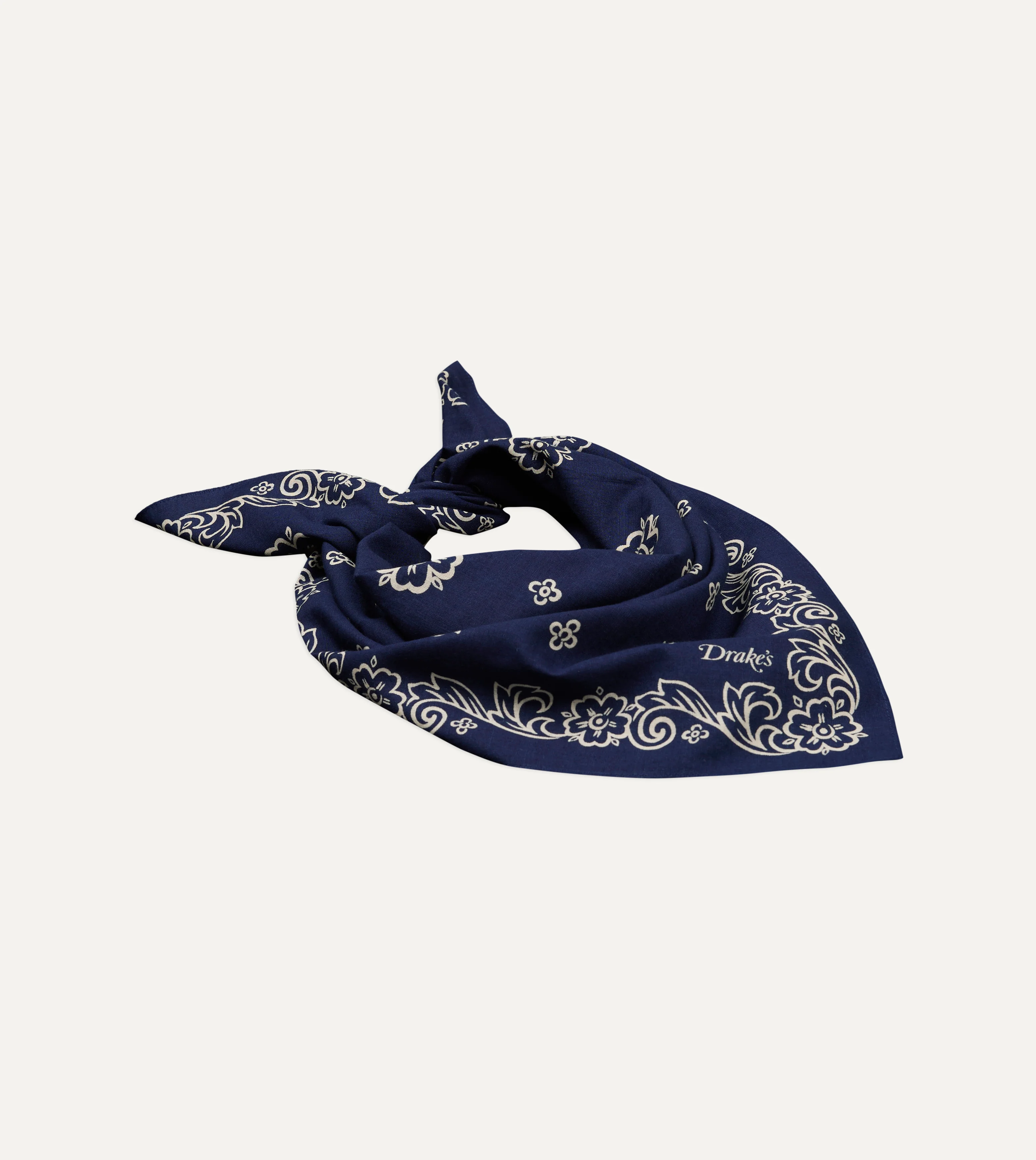 Indigo Flower Print Cotton Bandana - Image 4
