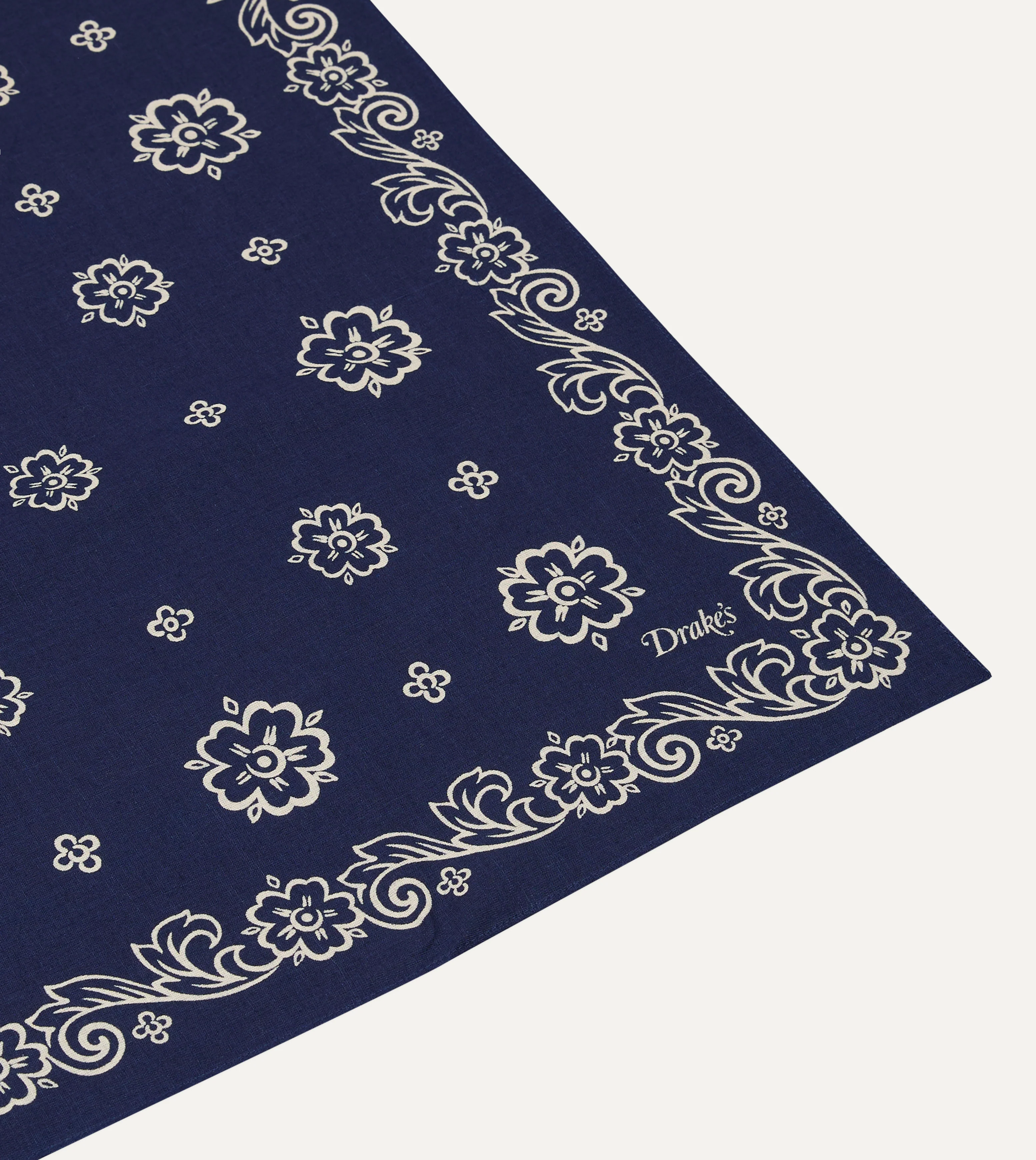 Indigo Flower Print Cotton Bandana - Image 5