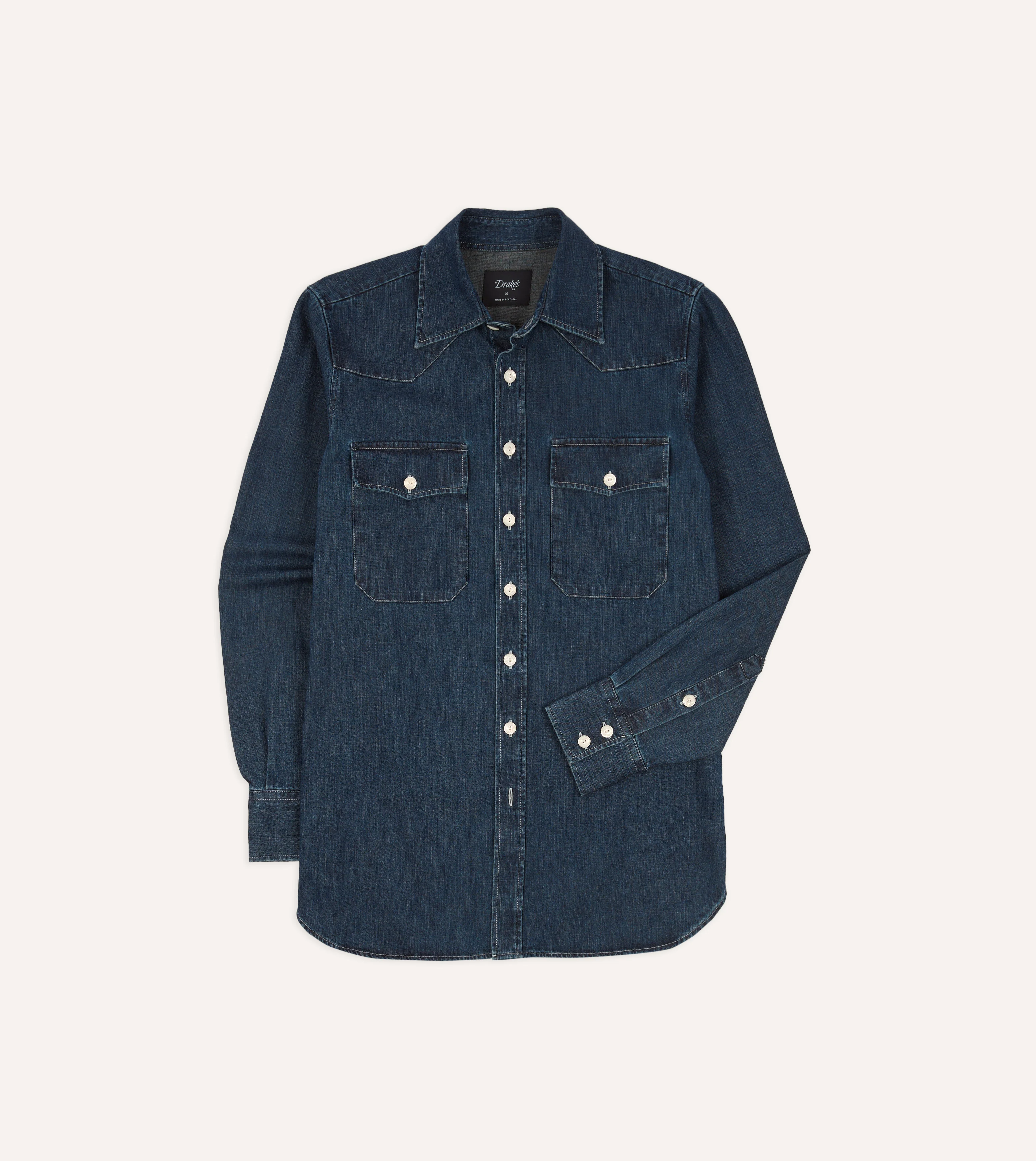 Indigo Rinse Denim Two-Pocket Western Shirt - Image 2