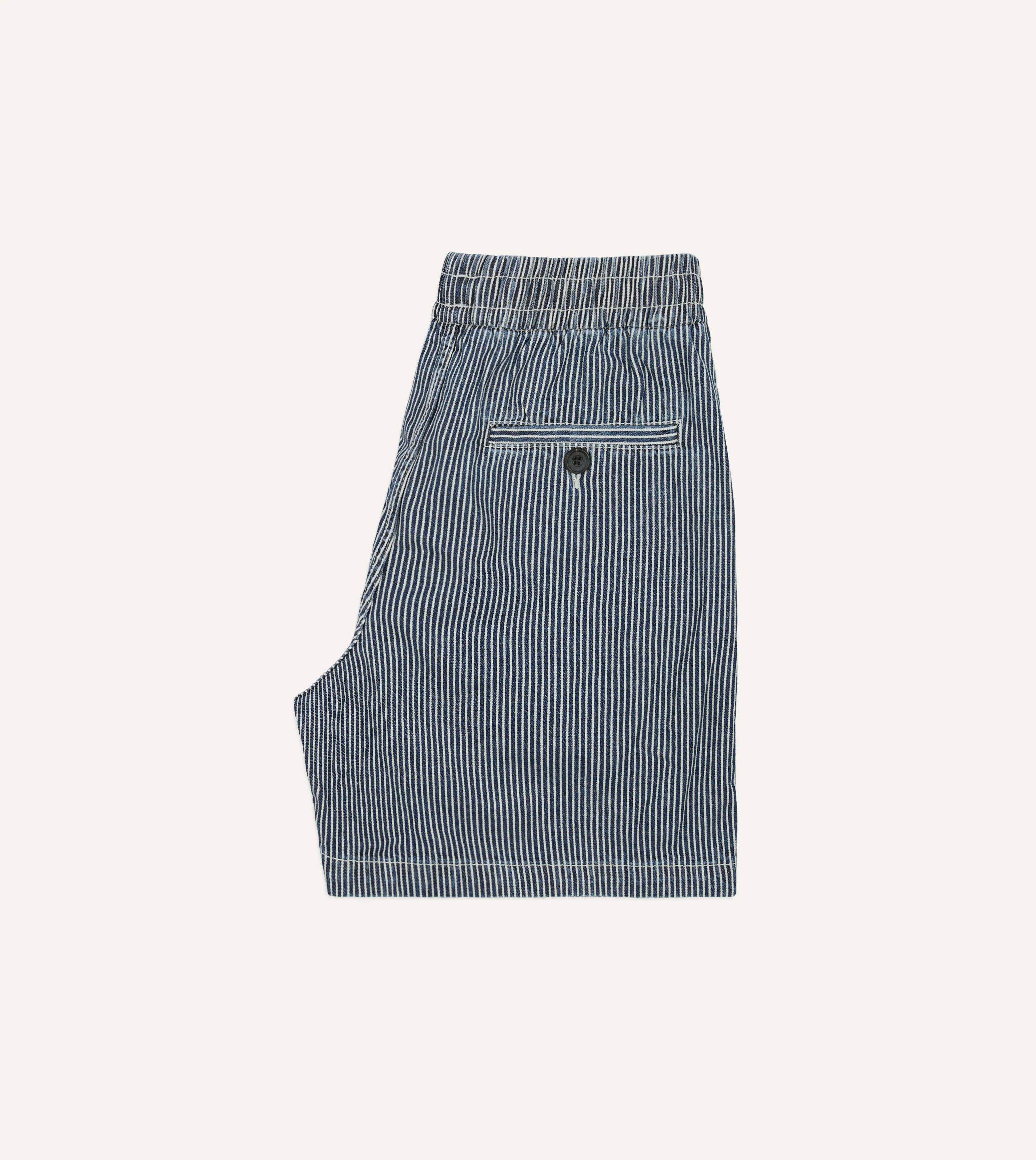 Indigo Stripe Cotton Drawstring Shorts - Image 6