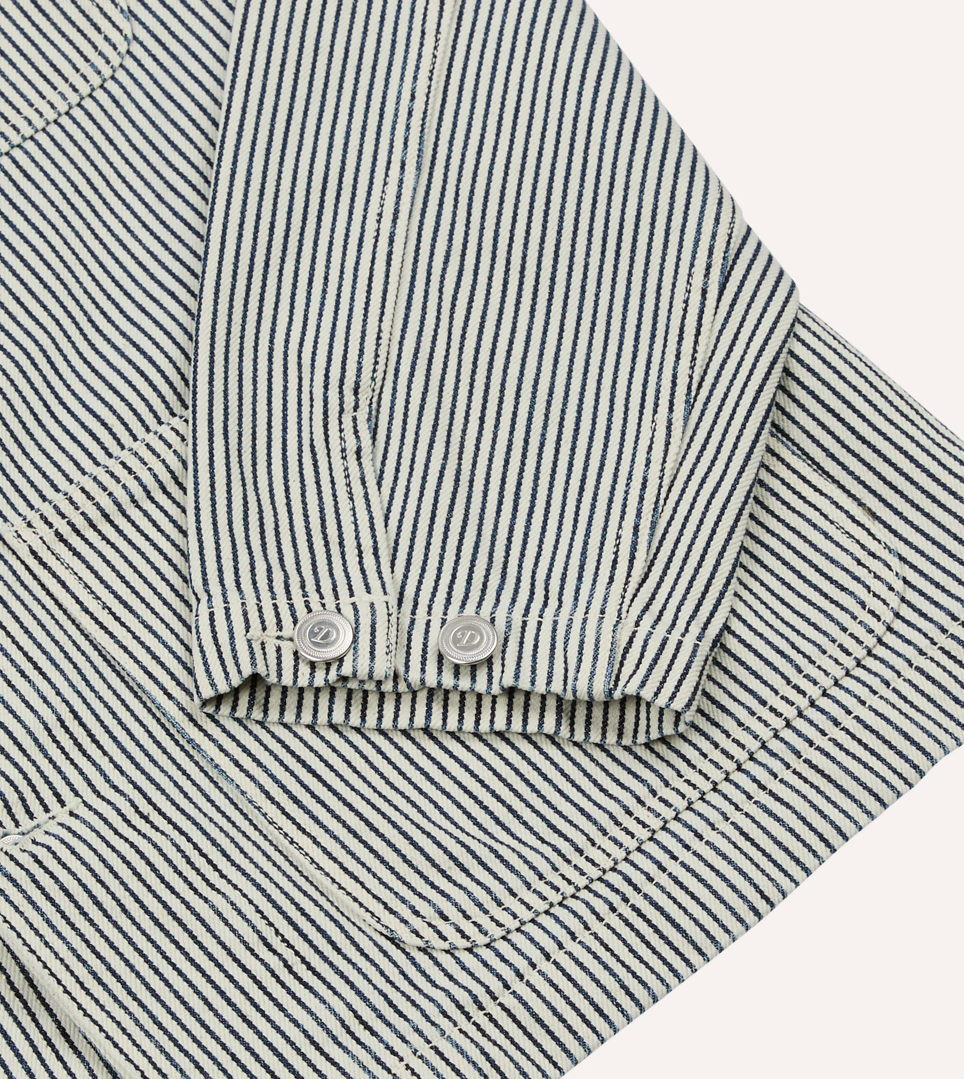 Indigo Stripe Cotton Fatigue Jacket - Image 5