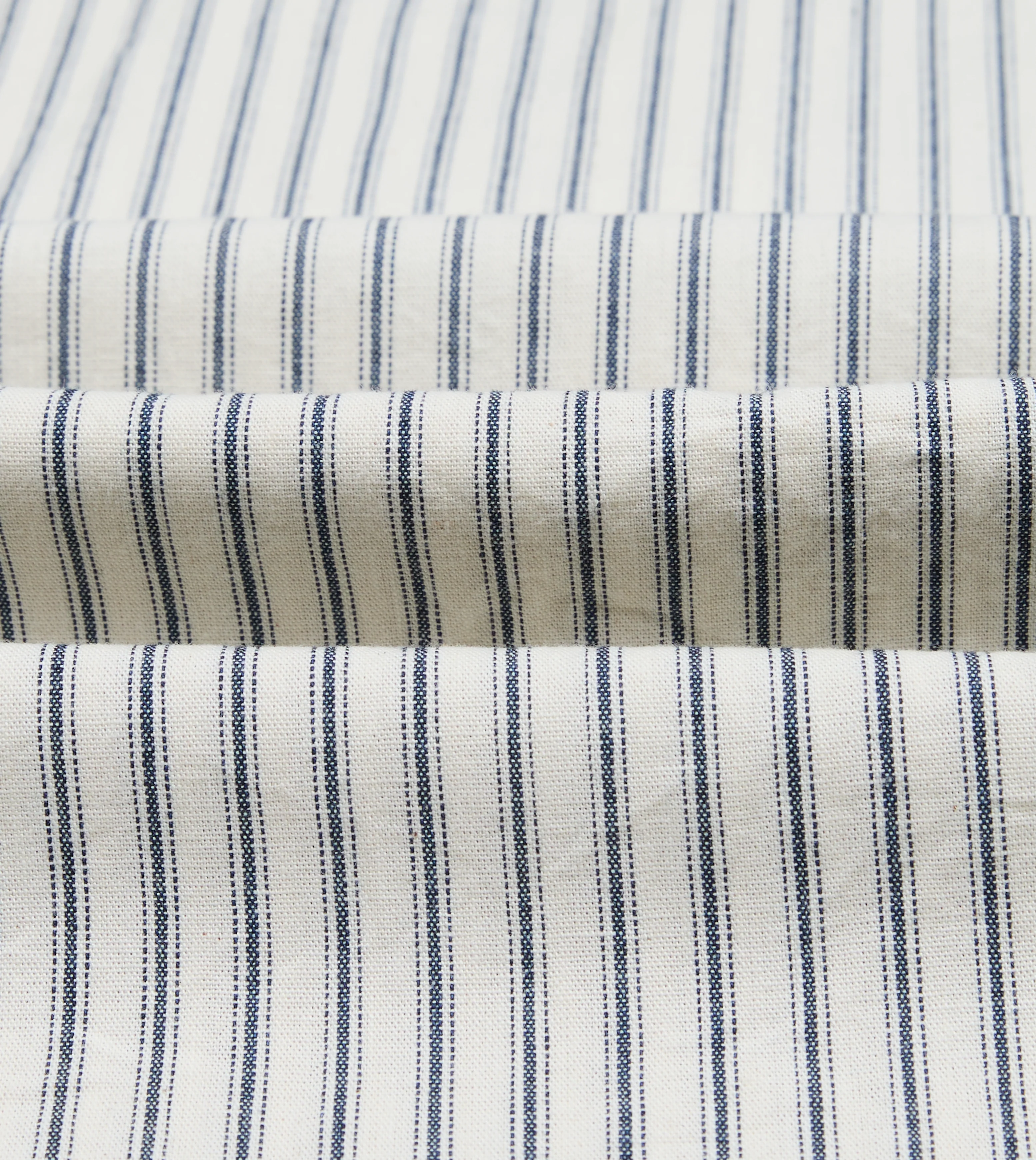 Indigo Stripe Cotton Mandarin Collar Popover Shirt - Image 2