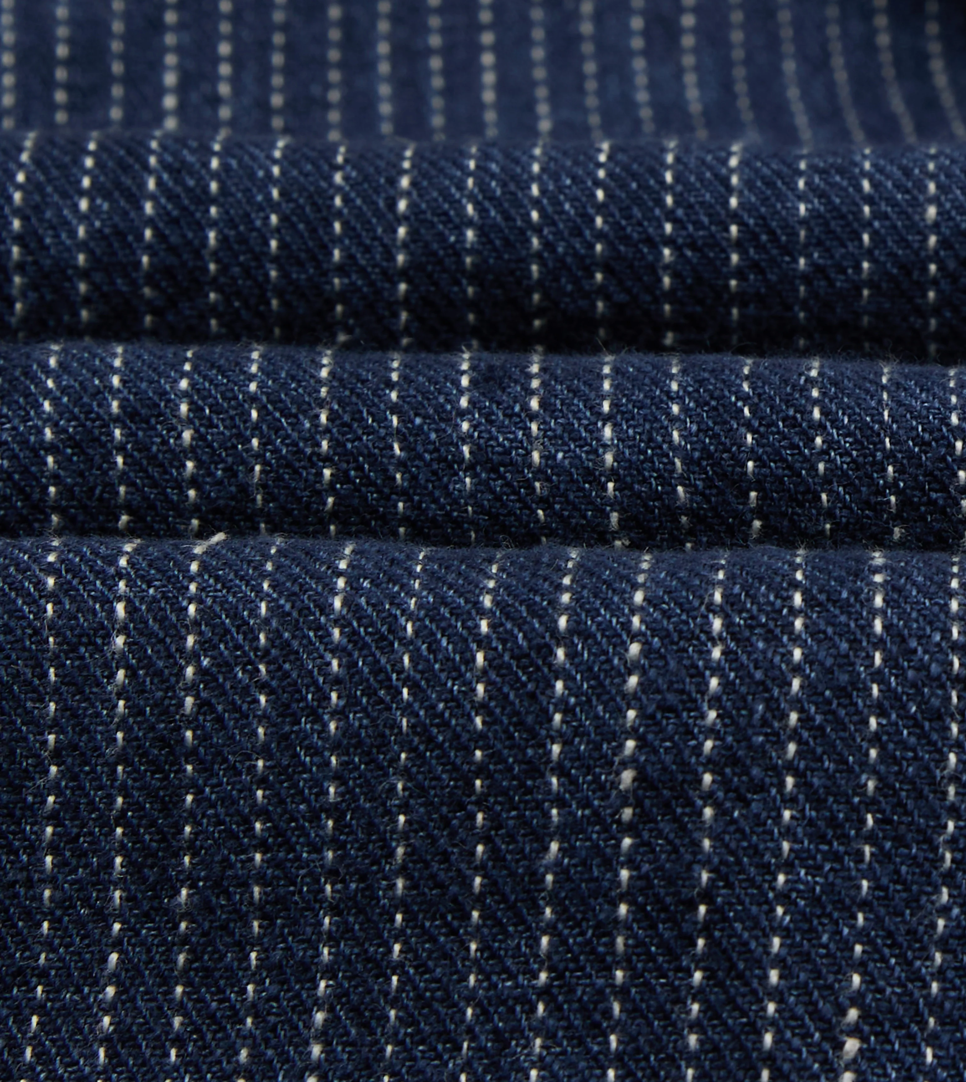 Indigo Stripe Linen Loop Button Chore Jacket - Image 3