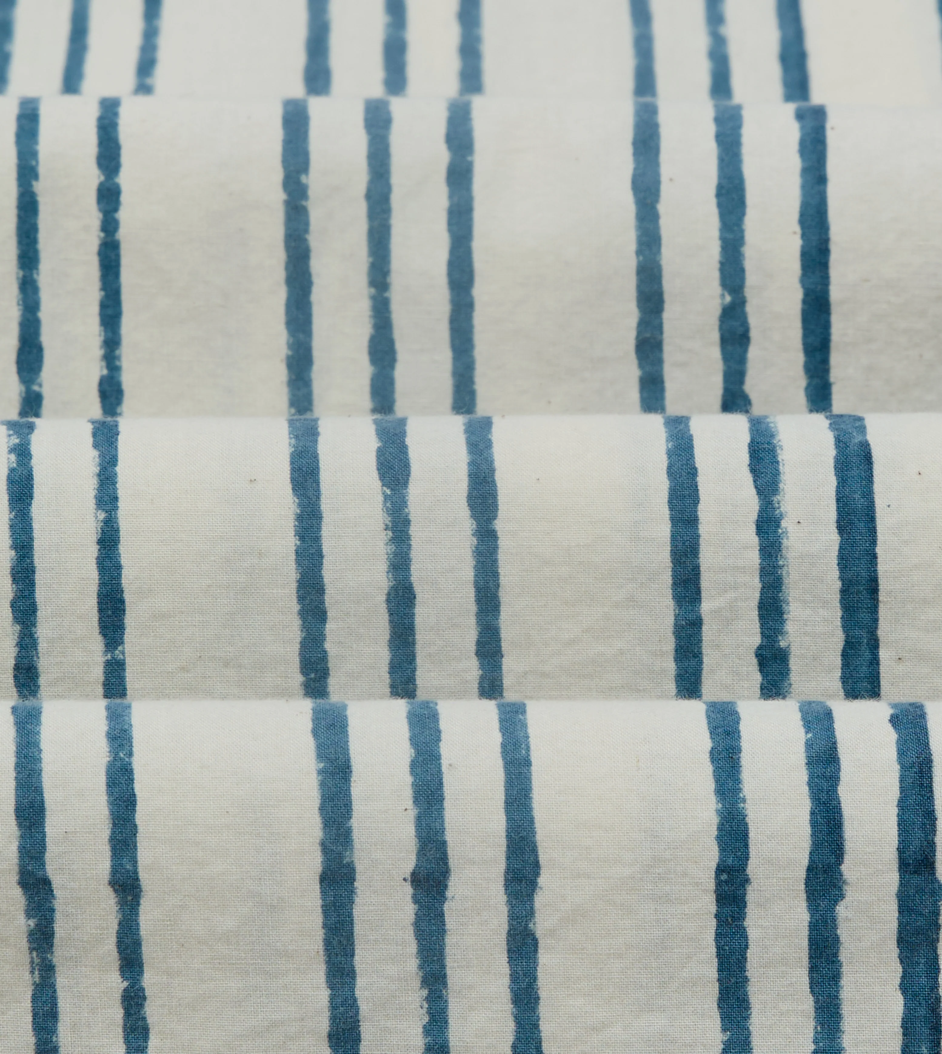 Indigo Triple Stripe Block Print Cotton Camp Collar Short Sleeve Shirt - Image 4
