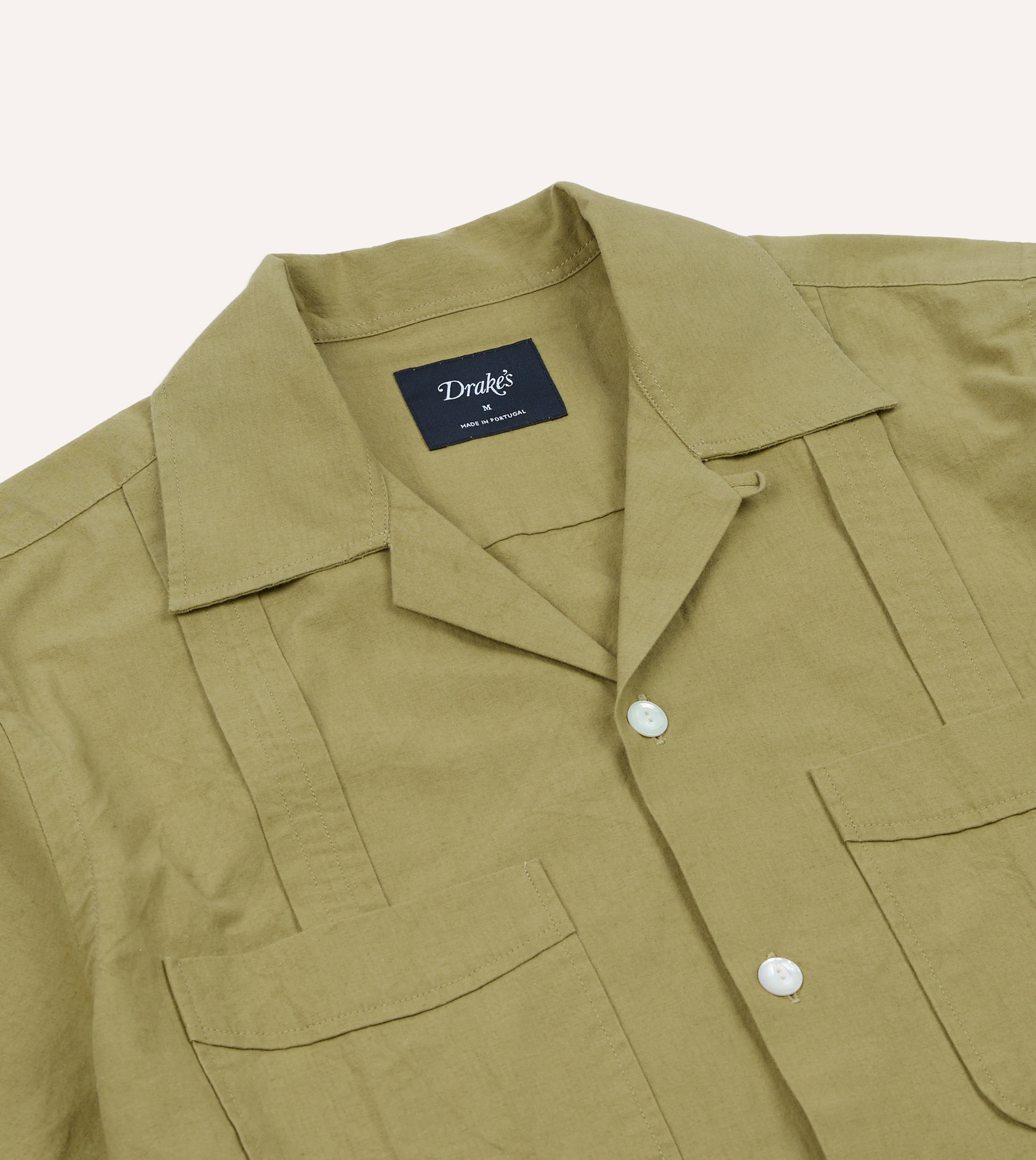 Khaki Cotton-Linen Crepe Cuban Shirt - Image 4