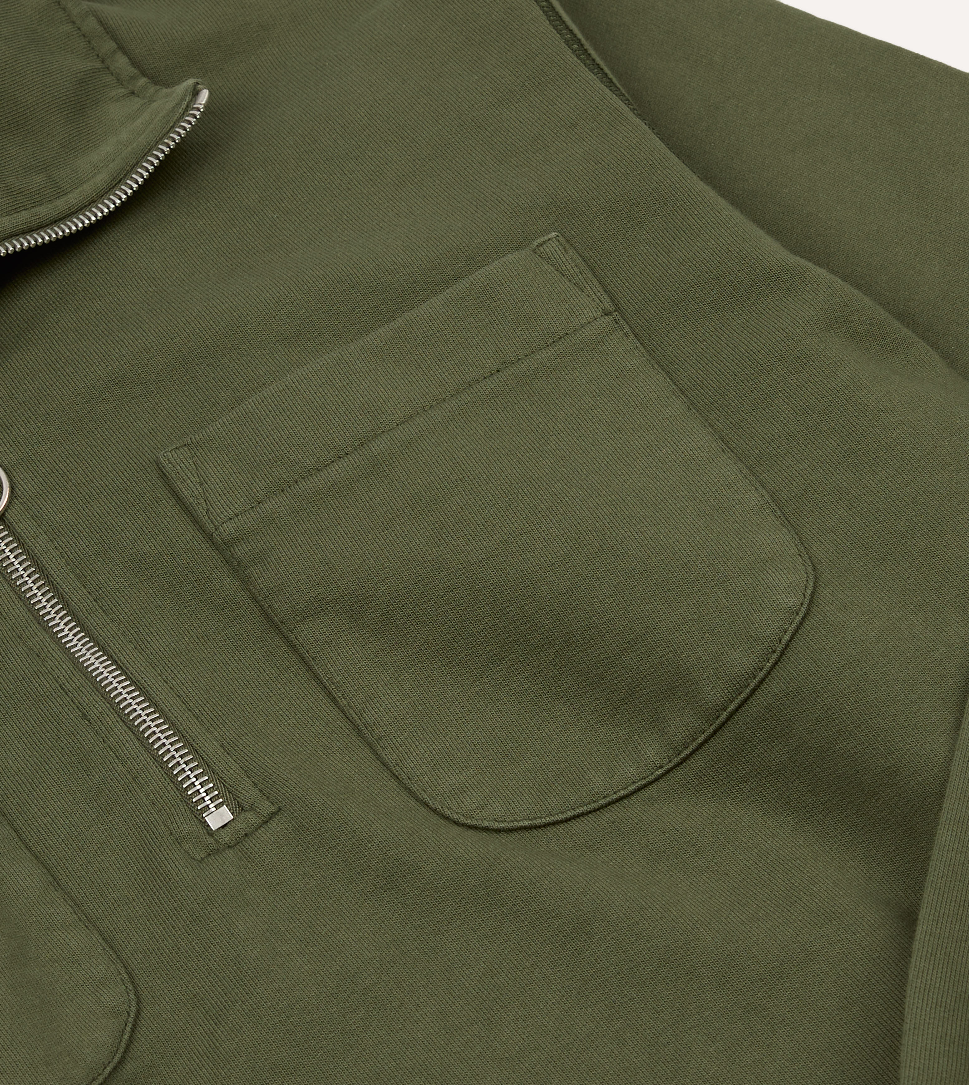 Khaki Green Cotton Quarter Zip Collared Sweatshirt - Image 7