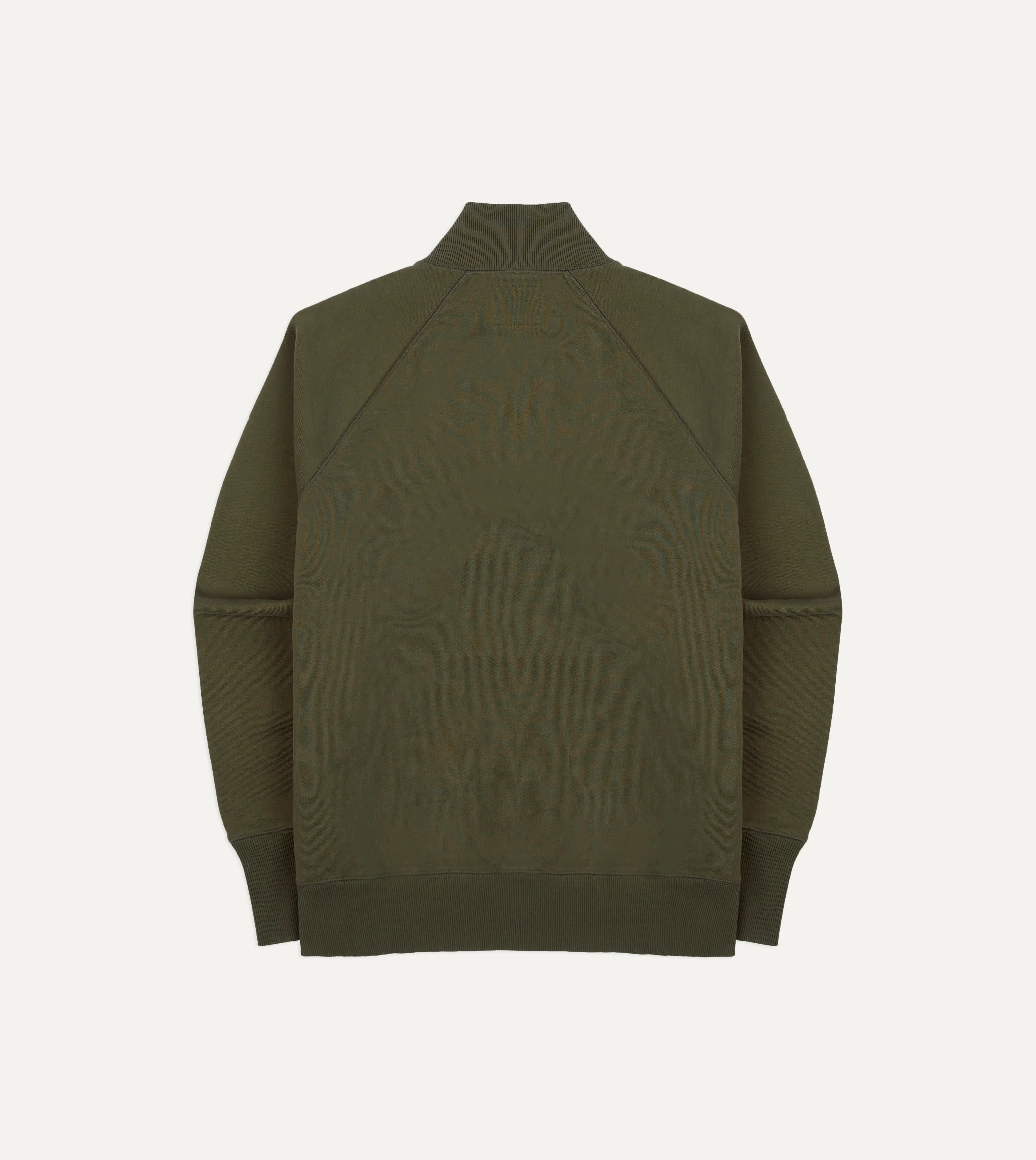 Khaki Green Cotton Quarter Zip Sweatshirt - Image 5