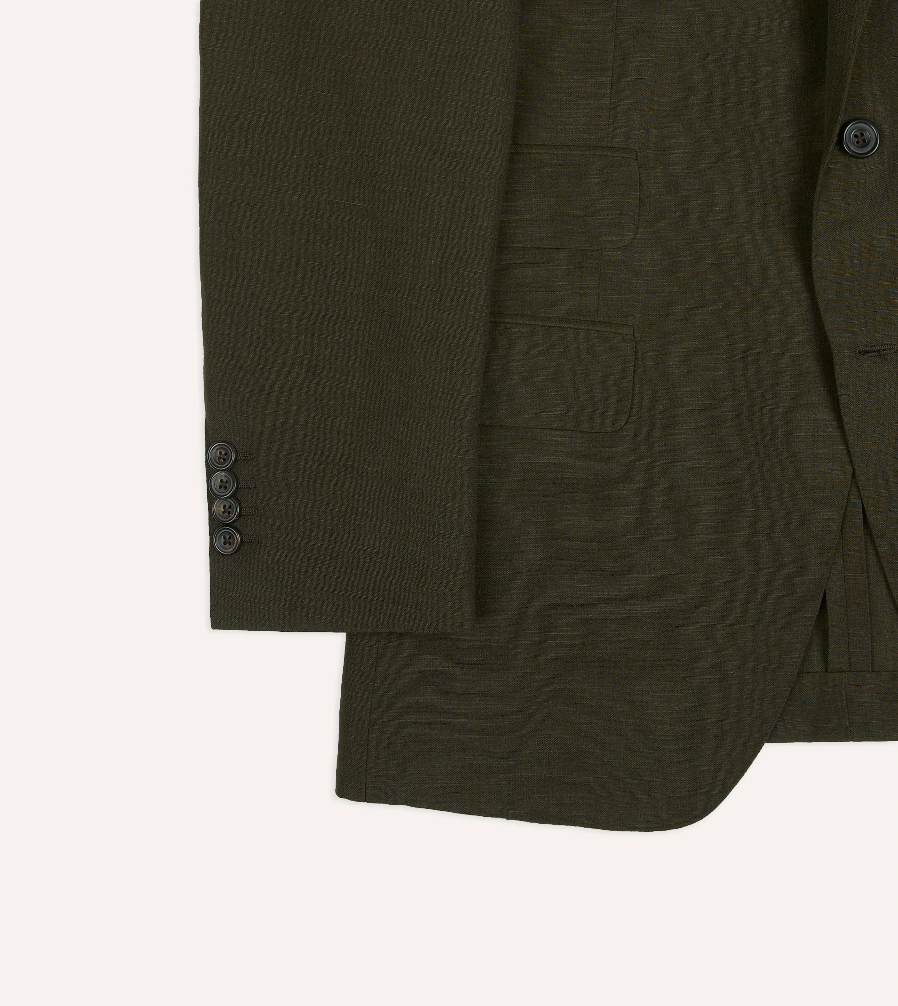 Khaki Green Linen-Wool Tailored Jacket - Image 6