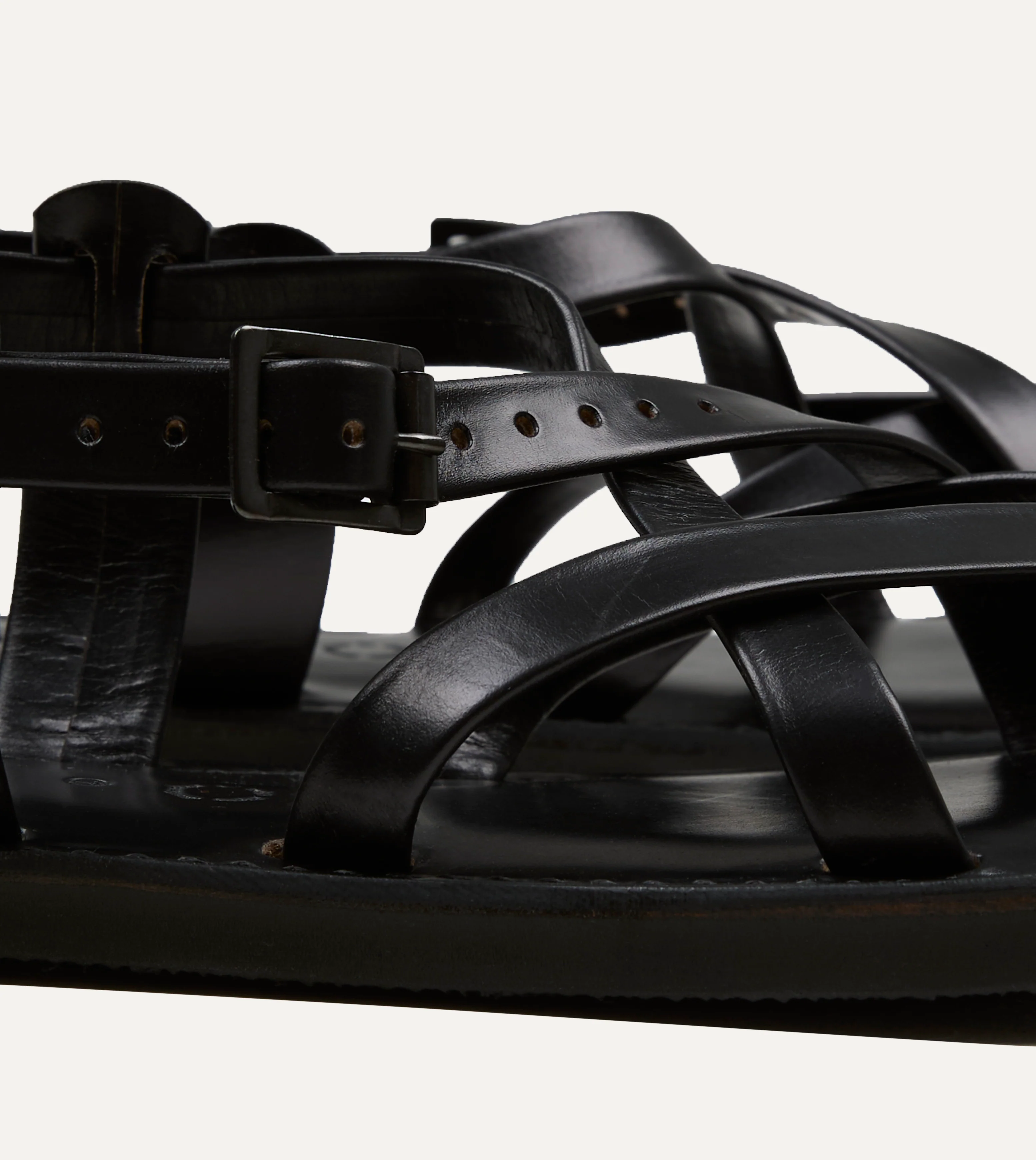 Kovalam Black Leather One Strap Sandal - Image 3