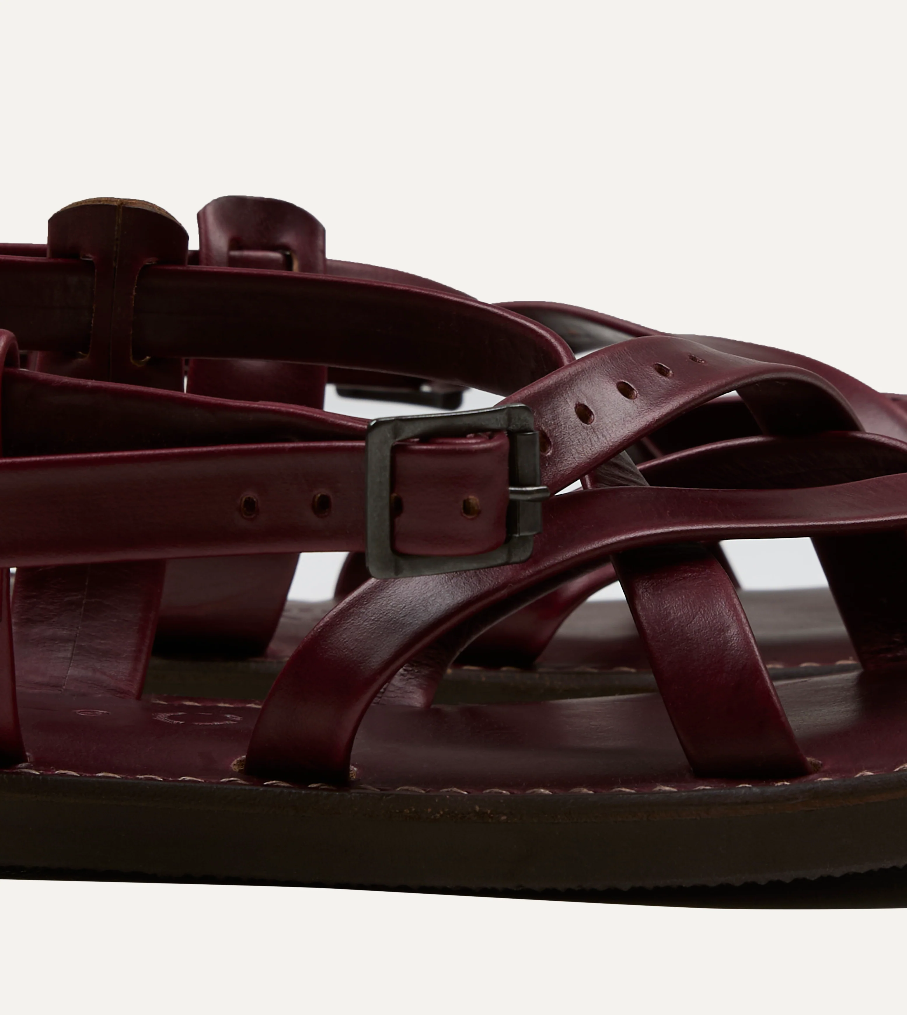 Kovalam Burgundy Leather One Strap Sandal - Image 3