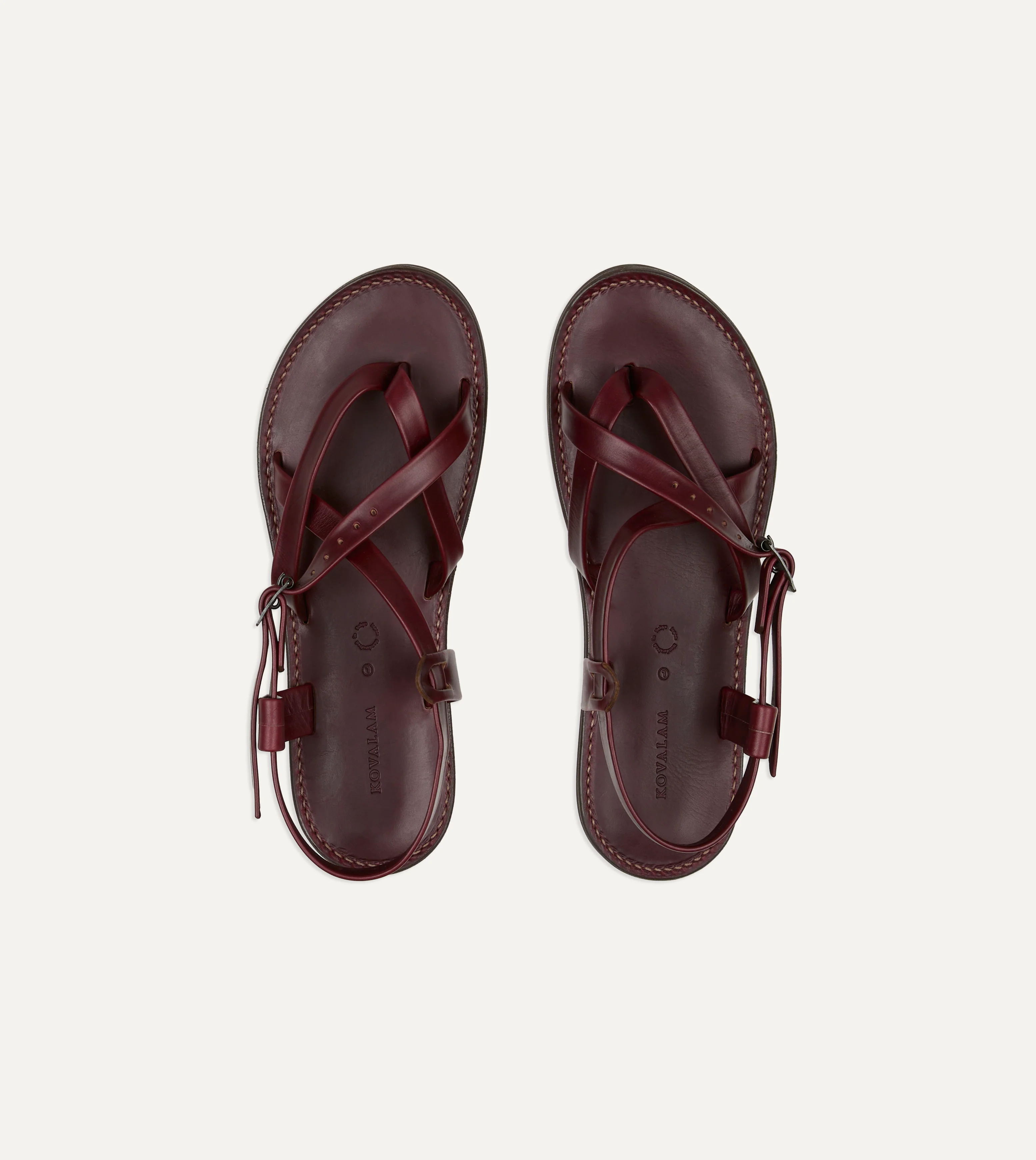 Kovalam Burgundy Leather One Strap Sandal - Image 4