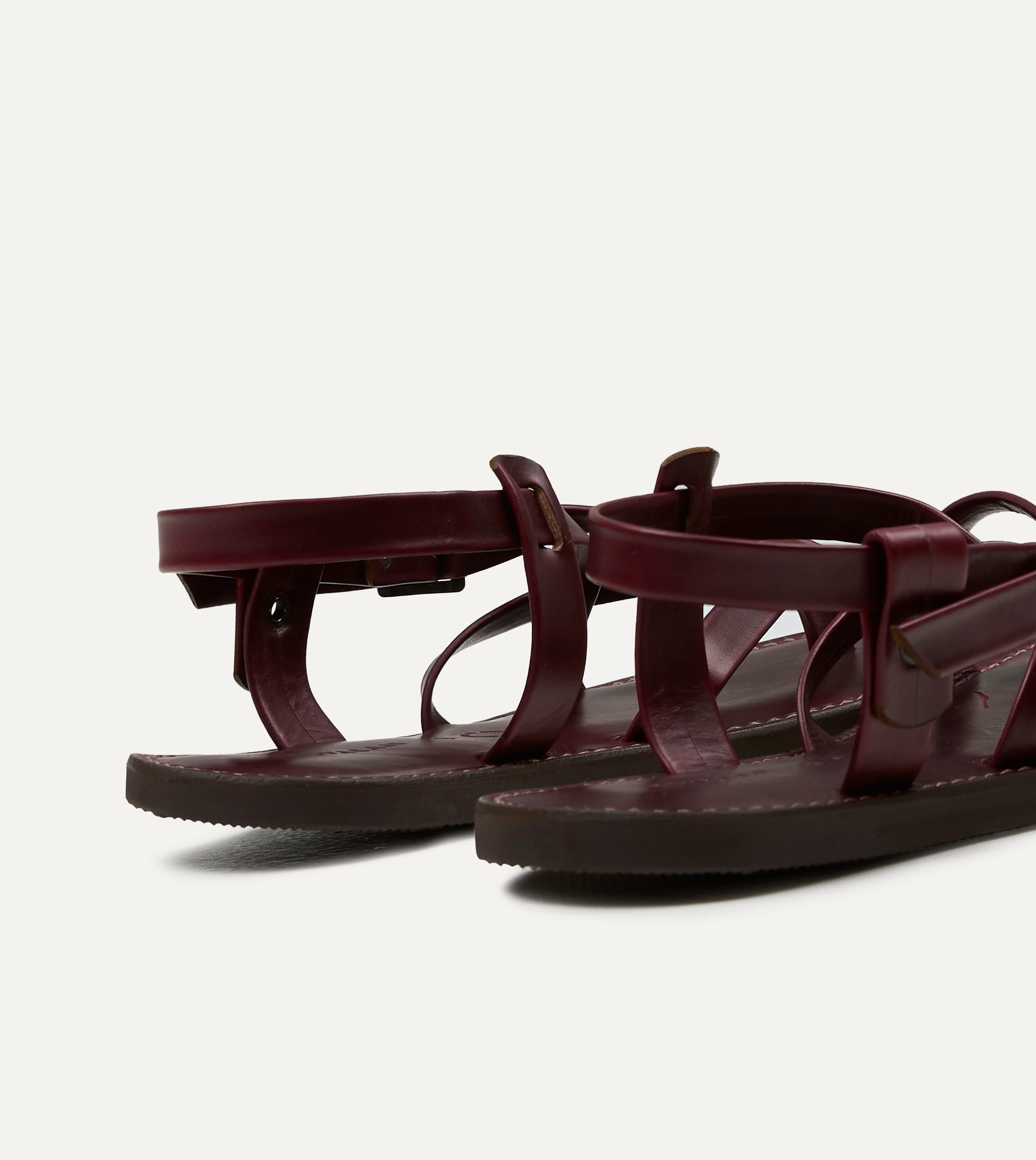 Kovalam Burgundy Leather One Strap Sandal - Image 5