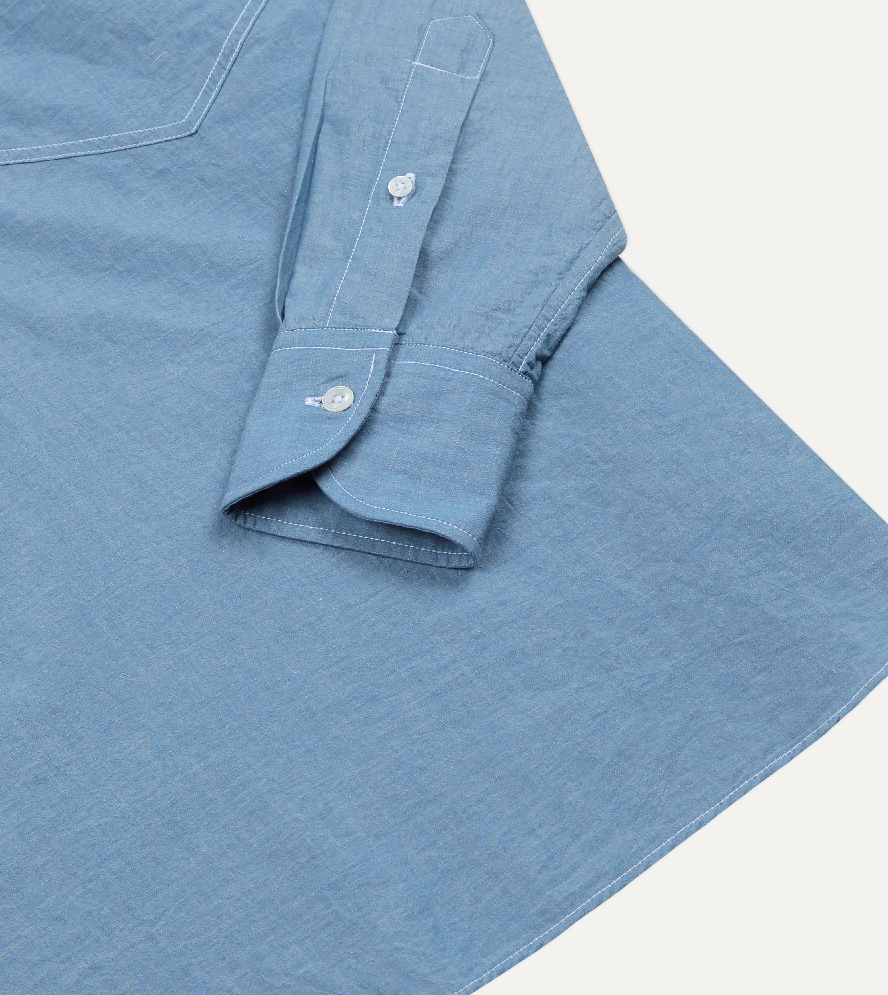 Light Indigo Cotton-Linen Popover Work Shirt - Image 6