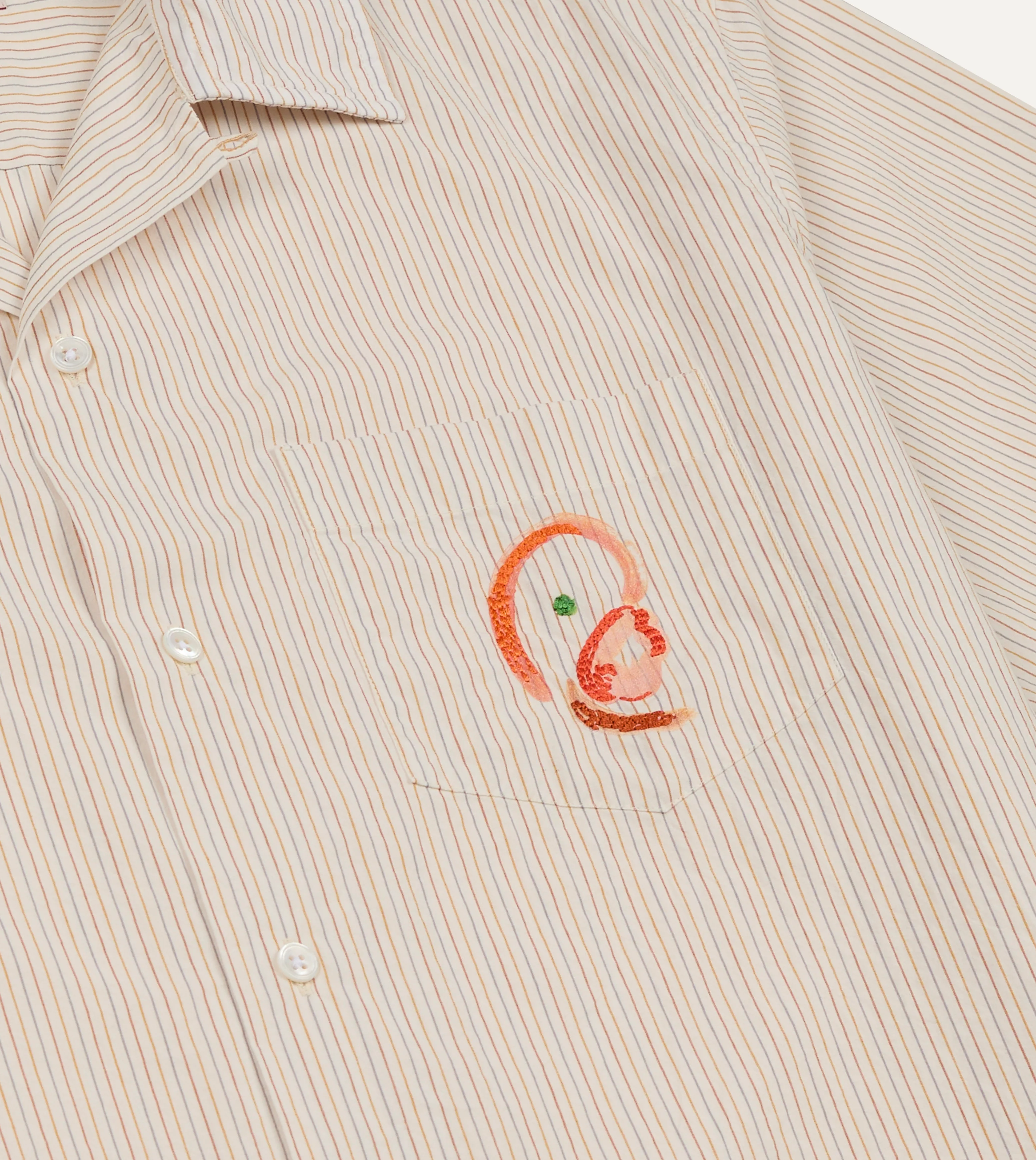 Mayumi Y. for Drake’s Stripe Cotton Camp Collar Short Sleeve Shirt - Image 5