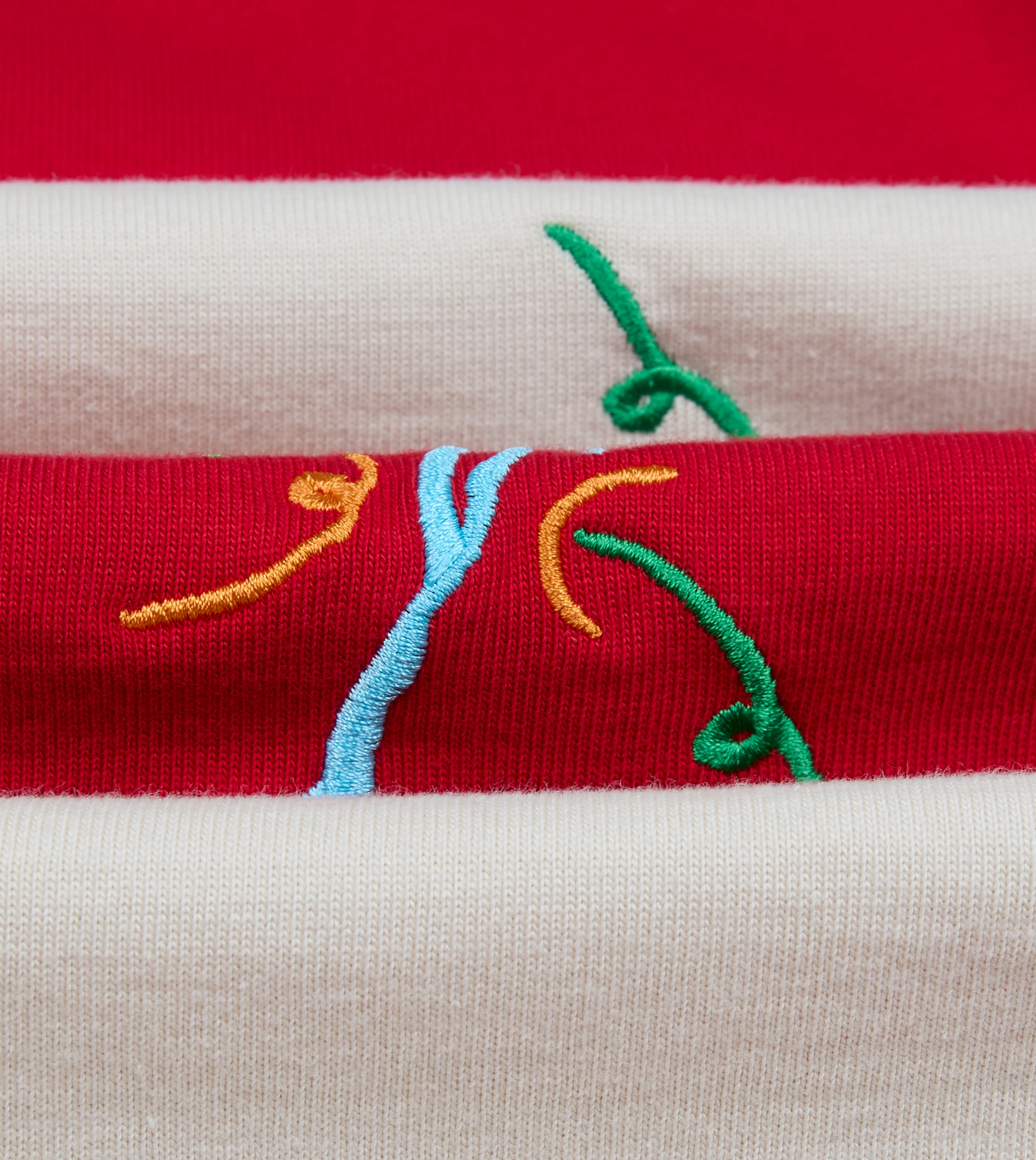 Mayumi Y. for Drake’s Stripe Cotton Embroidered Rugby Shirt - Image 2