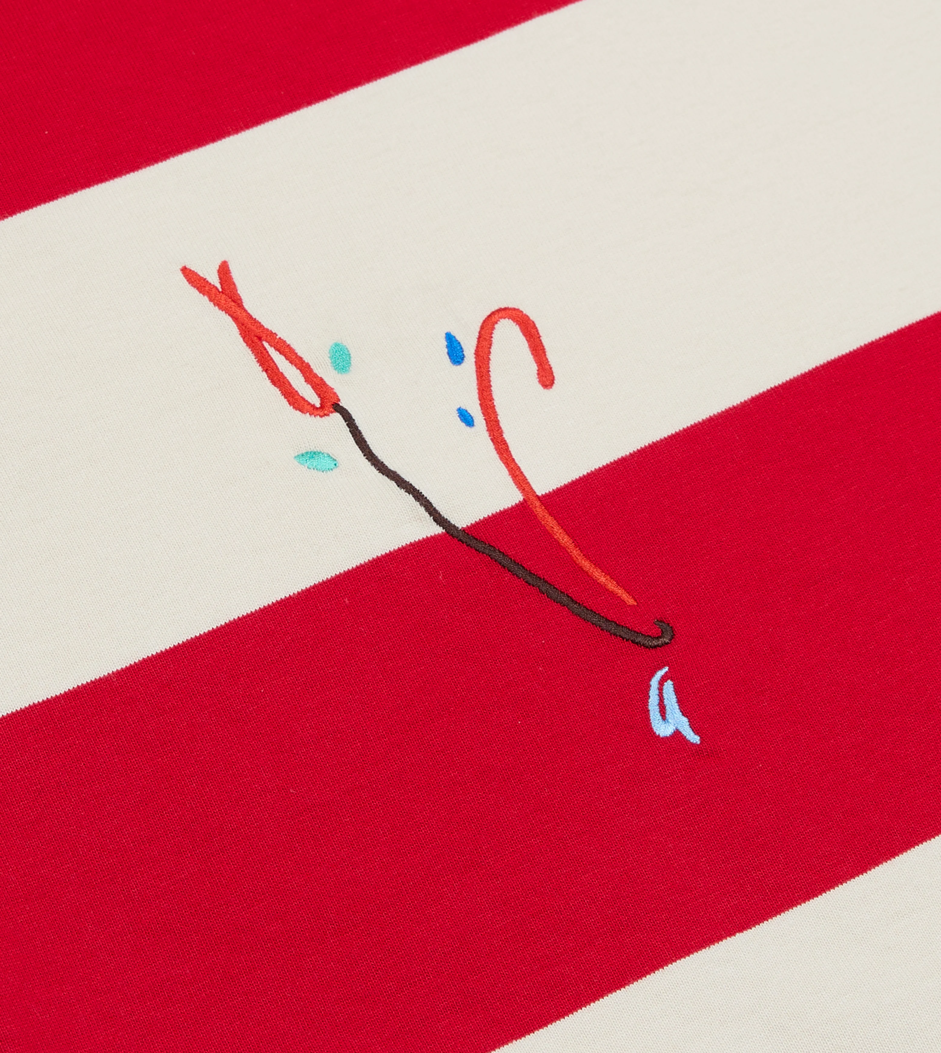 Mayumi Y. for Drake’s Stripe Cotton Embroidered Rugby Shirt - Image 8