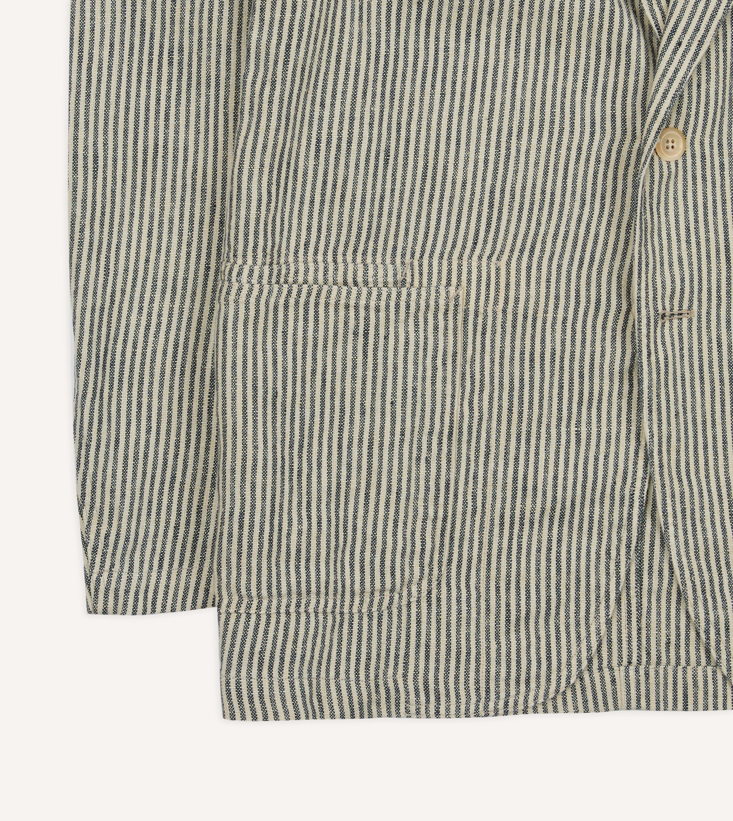 Navy and Ecru Stripe Oxford Linen Games Blazer Mk. IV - Image 6