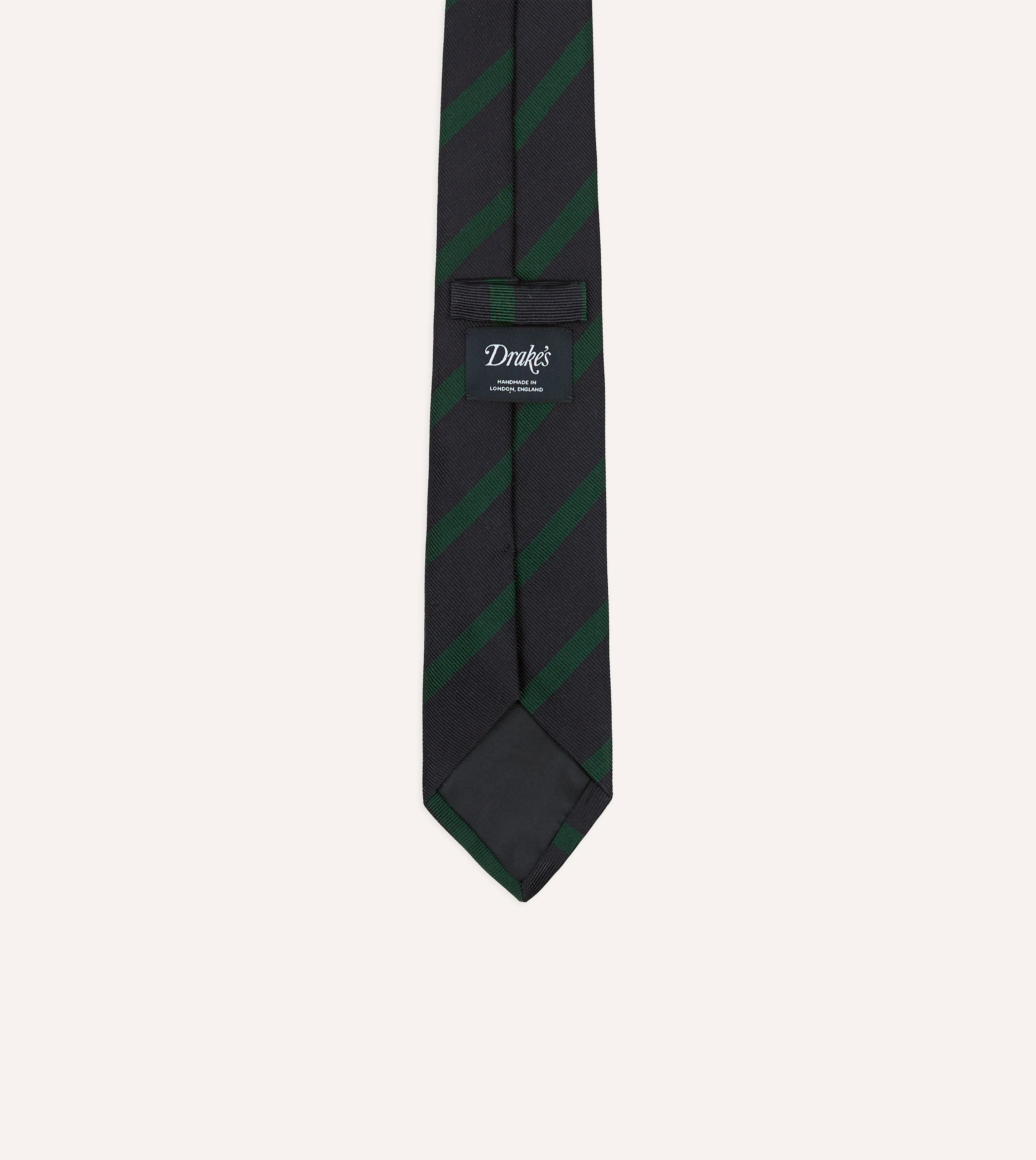 Navy and Green Bar Stripe Repp Silk Tipped Tie - Image 4